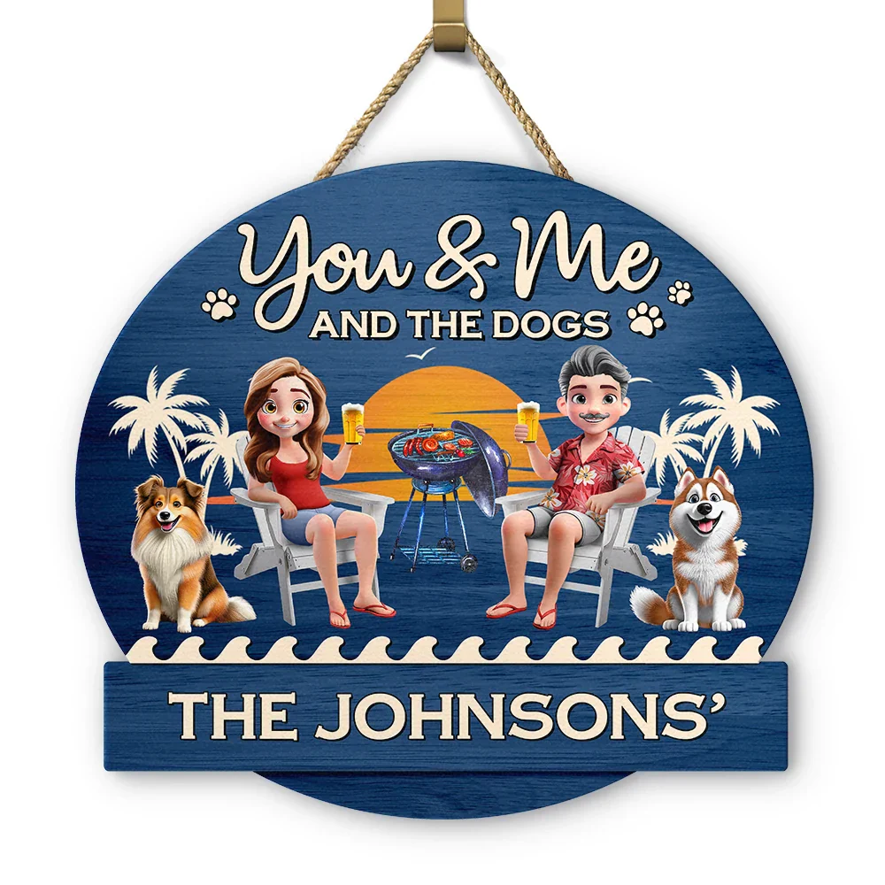 You & Me And The Dog 3D Effect - Personalized Custom Shaped Wood Sign