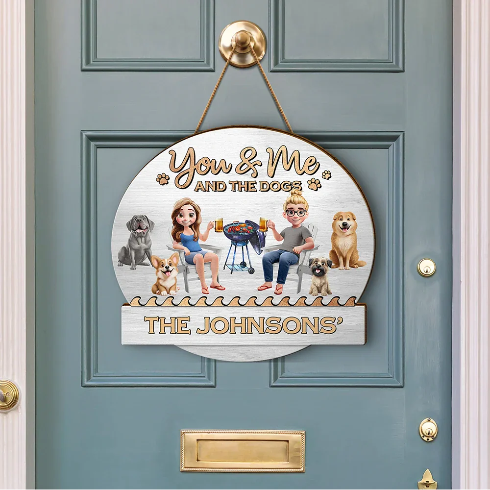 You & Me And The Dog 3D Effect - Personalized Custom Shaped Wood Sign - Image 3