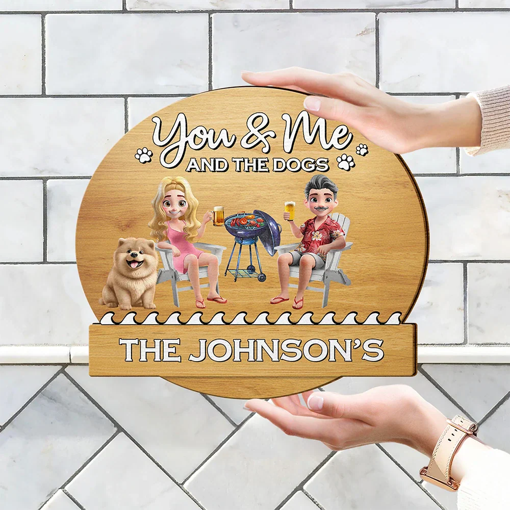 You & Me And The Dog 3D Effect - Personalized Custom Shaped Wood Sign - Image 4