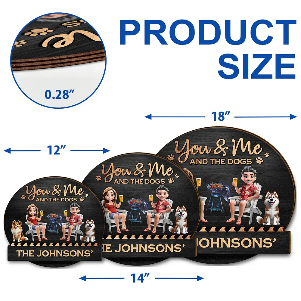 You & Me And The Dog 3D Effect - Personalized Custom Shaped Wood Sign - Image 5