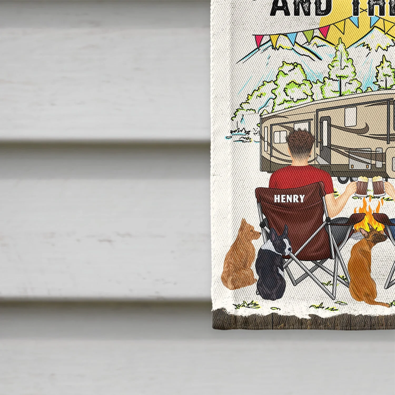 You & Me And The Dog Home Is Where - Gift For Camping Couples - Personalized Flag - Image 4