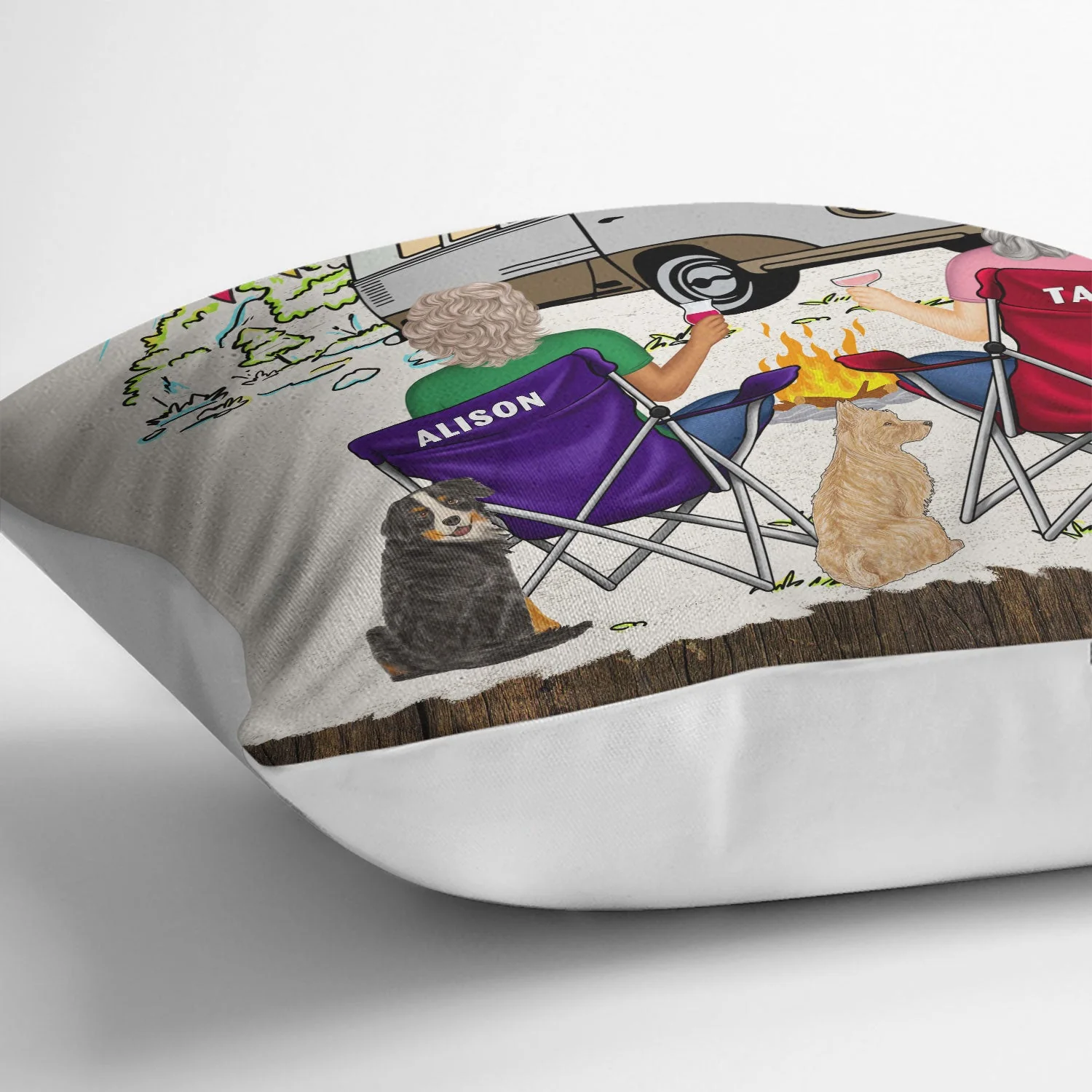 You & Me And The Dog Home Is Where - Gift For Camping Couples - Personalized Pillow - Image 3
