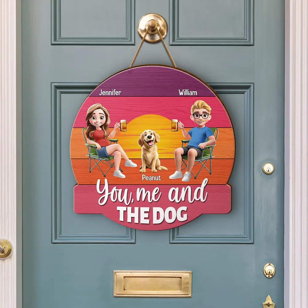 You, Me And The Dog - Personalized Custom Shaped Wood Sign - Image 3