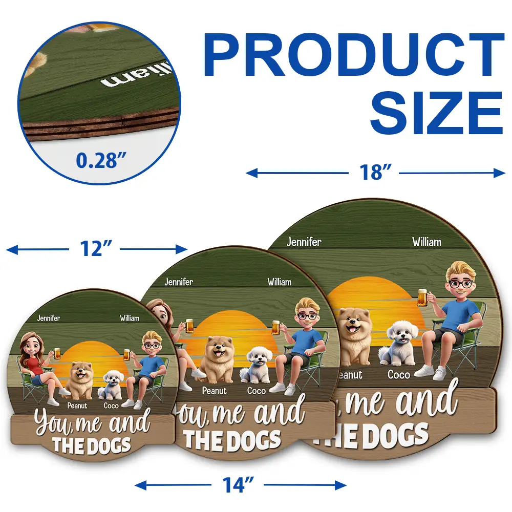 You, Me And The Dog - Personalized Custom Shaped Wood Sign - Image 5