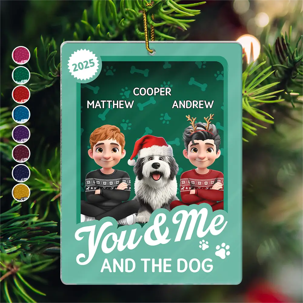 You & Me And The Dog Toy Box - Personalized Custom Shaped Acrylic Ornament - Image 3