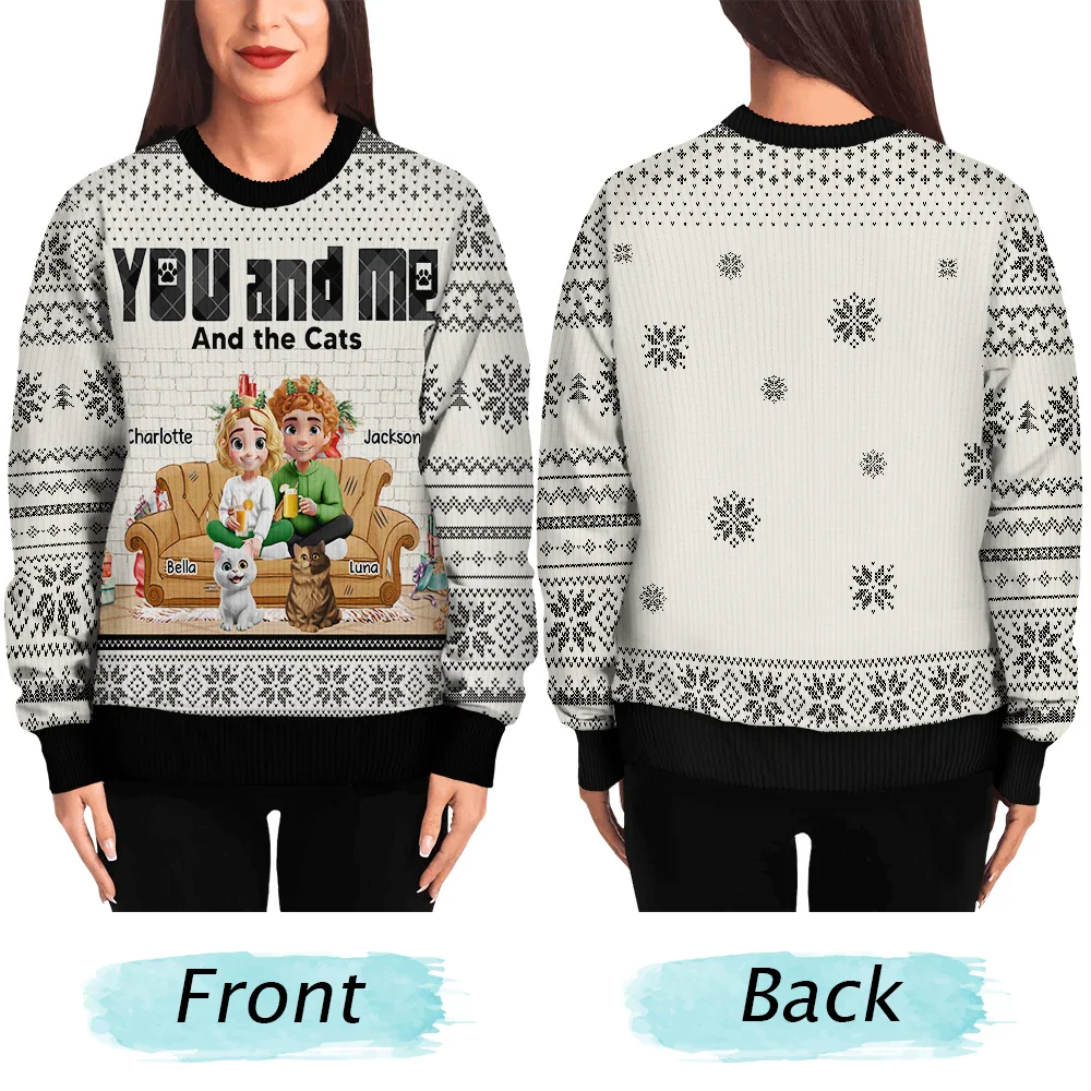 You & Me And The Dogs 3D Effect - Personalized Unisex Ugly Sweater - Image 5