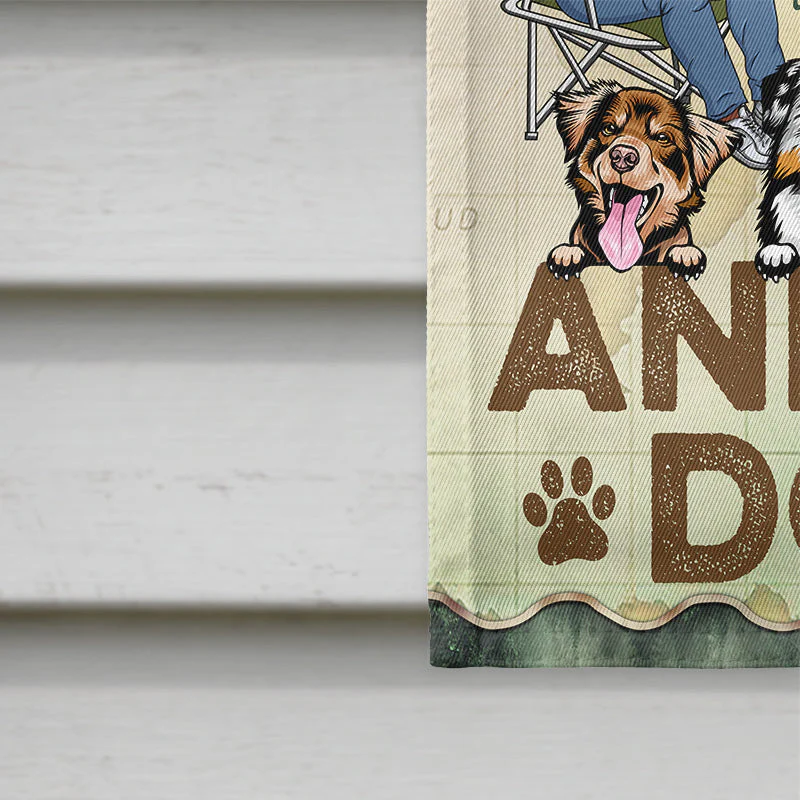 You & Me And The Dogs Camping Husband Wife Family - Couple Gift - Personalized Custom Flag - Image 4