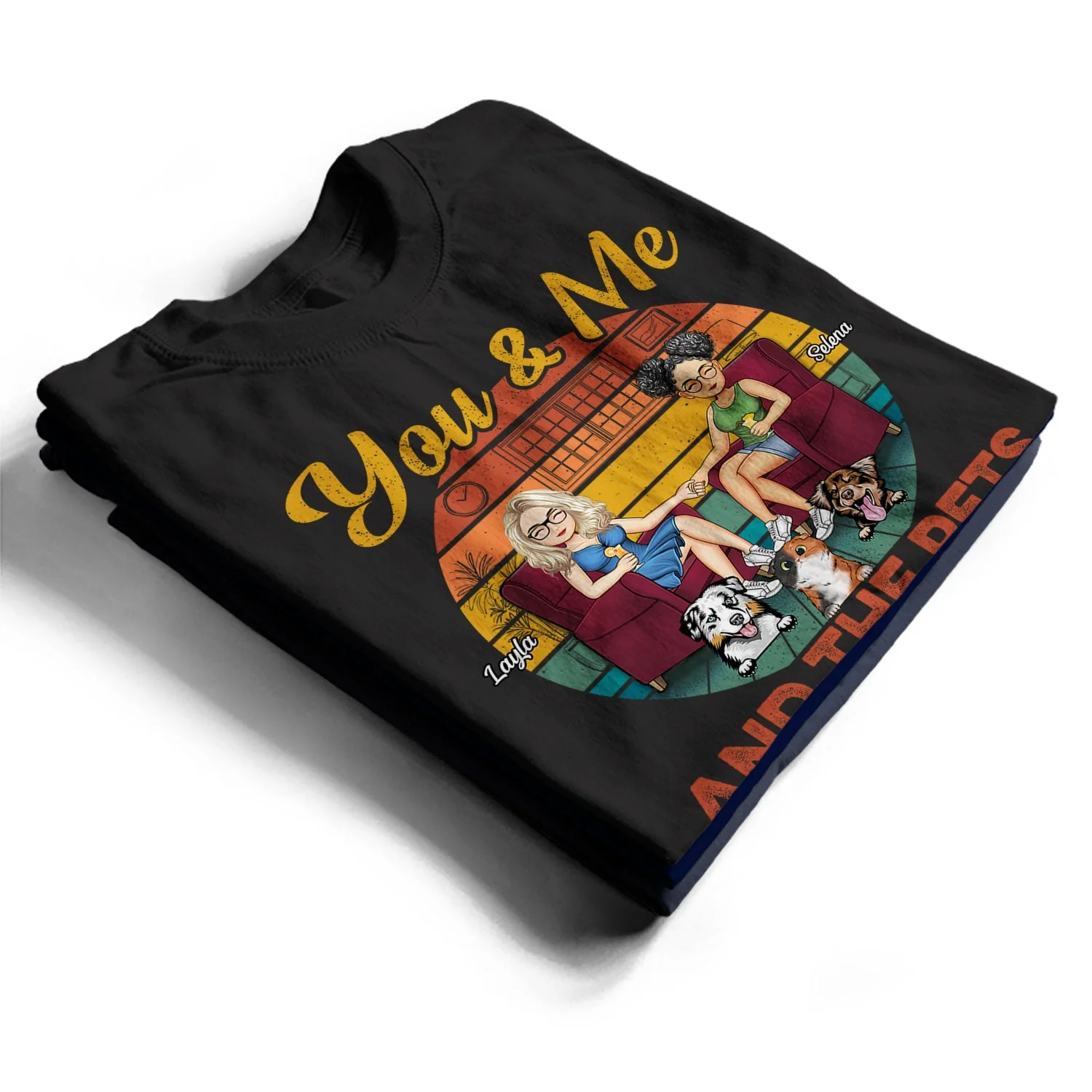 You & Me And The Dogs Cats Fur Babies - Gift For Family, Couple, Pet Lovers - Personalized Custom T Shirt - Image 2