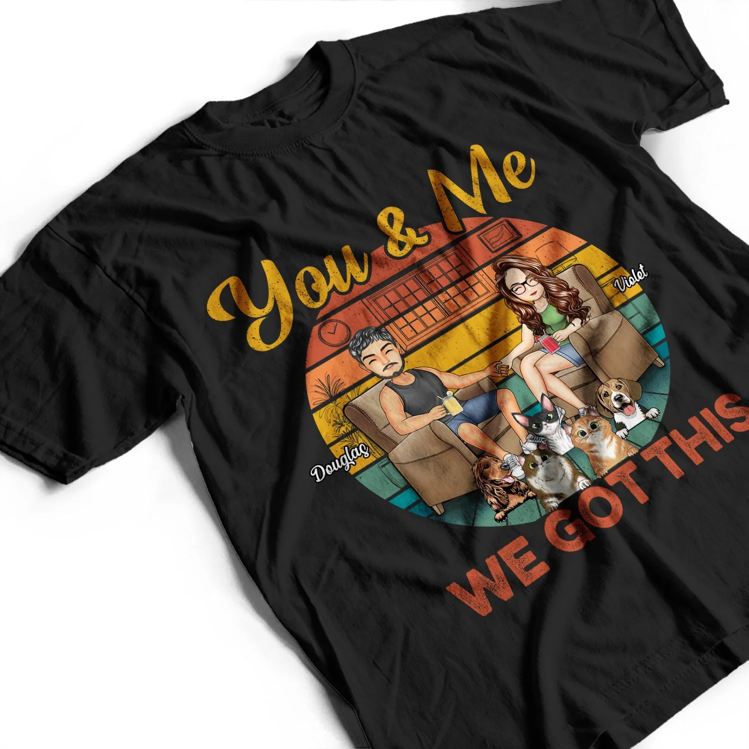 You & Me And The Dogs Cats Fur Babies - Gift For Family, Couple, Pet Lovers - Personalized Custom T Shirt - Image 3