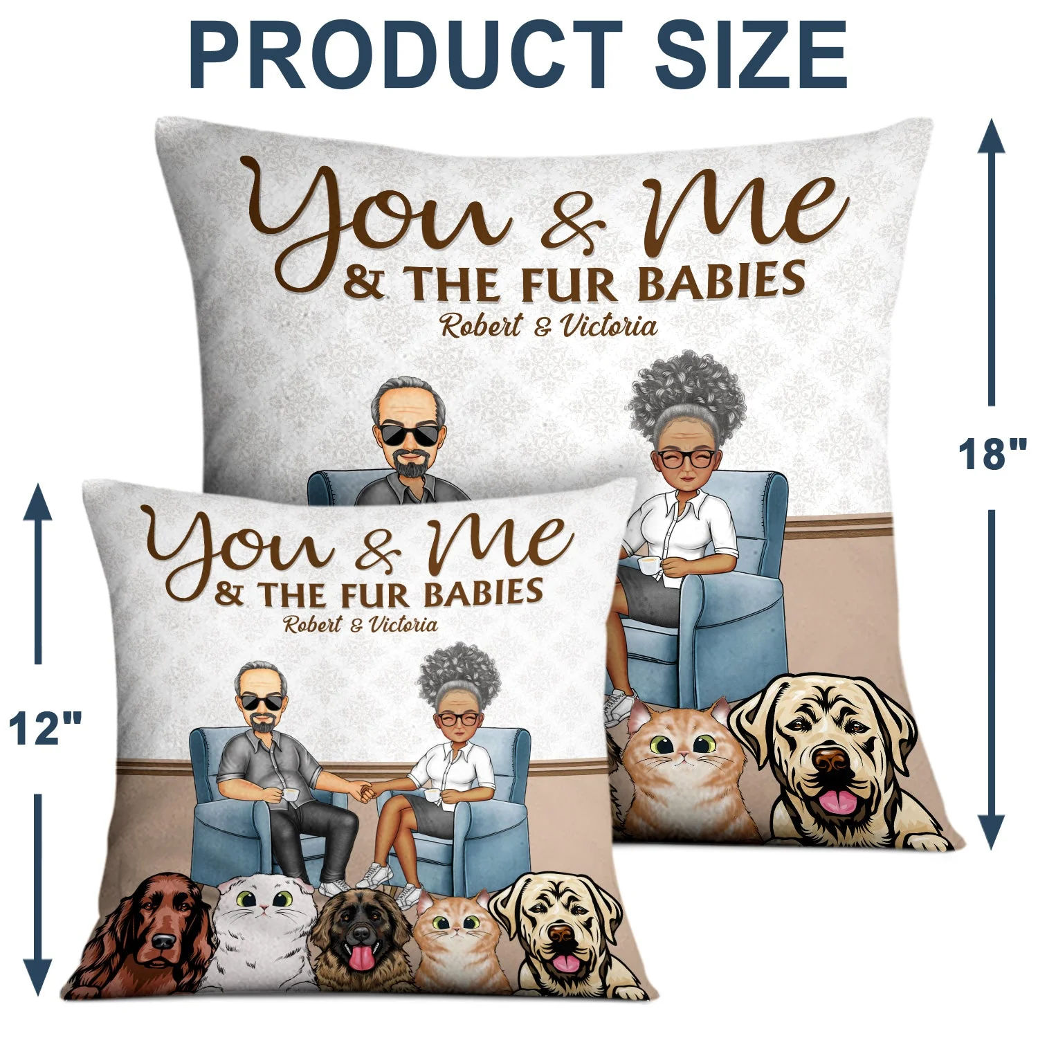 You & Me And The Dogs Cats Fur Babies - Outdoor, Home Decor Gift For Family, Couple, Pet Lovers - Personalized Custom Pillow - Image 4