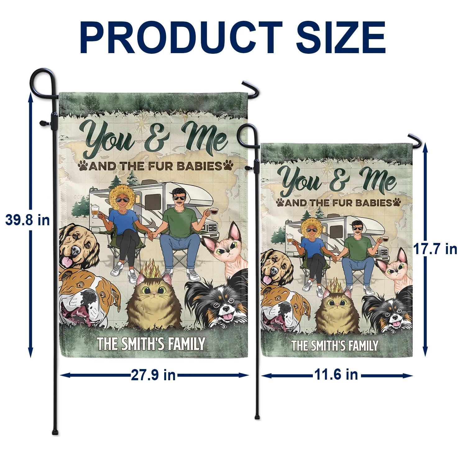You & Me And The Dogs Cats - Gift For Pet, Camping Lovers, Campsite, Camping Decor, Couple, Family - Personalized Custom Flag - Image 5