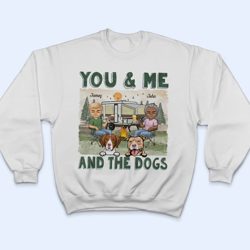 You & Me And The Dogs Couple Husband Wife - Camping Gift For Dog Lovers - Personalized Custom T Shirt - Image 5