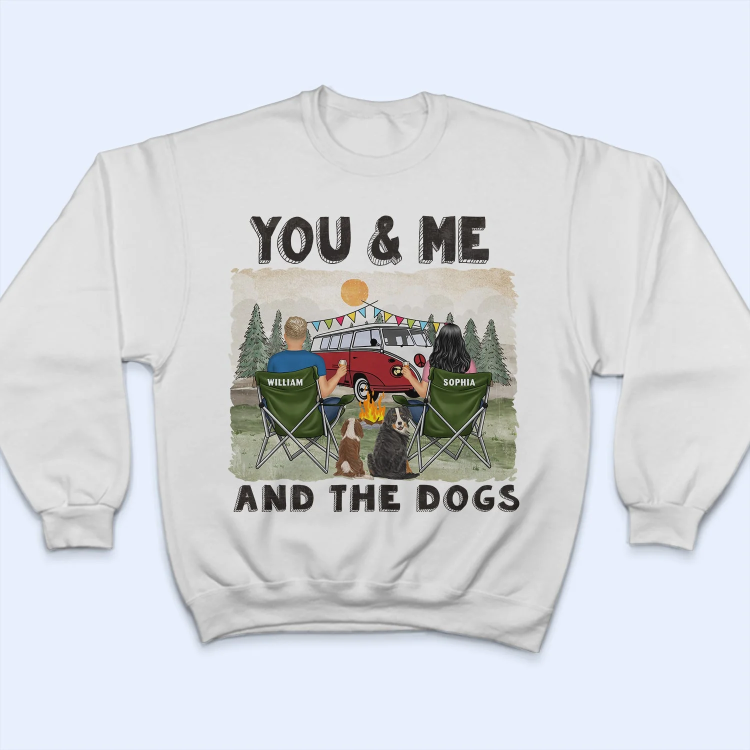 You & Me And The Dogs - Gift For Camping Couples - Personalized T Shirt - Image 5