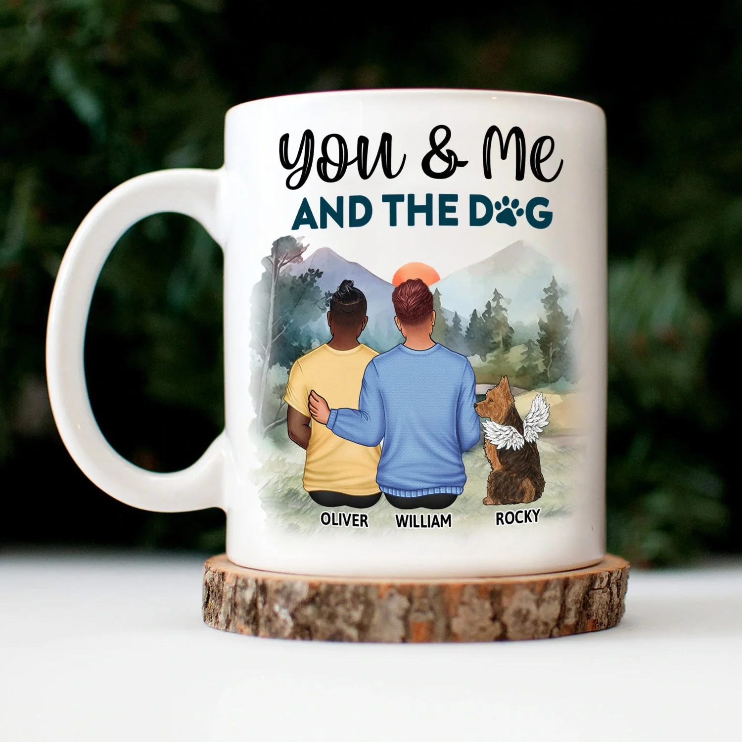 You & Me And The Dogs - Gift For Couples, Dog Lovers, Dog Mom, Dog Dad - Personalized Mug - Image 3