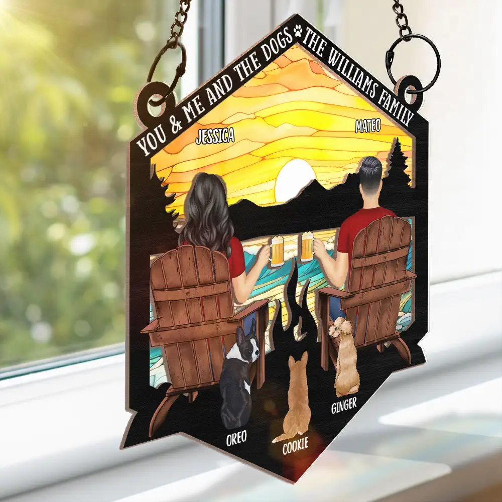 You & Me And The Dogs The Smiths - Personalized Window Hanging Suncatcher Ornament - Image 3