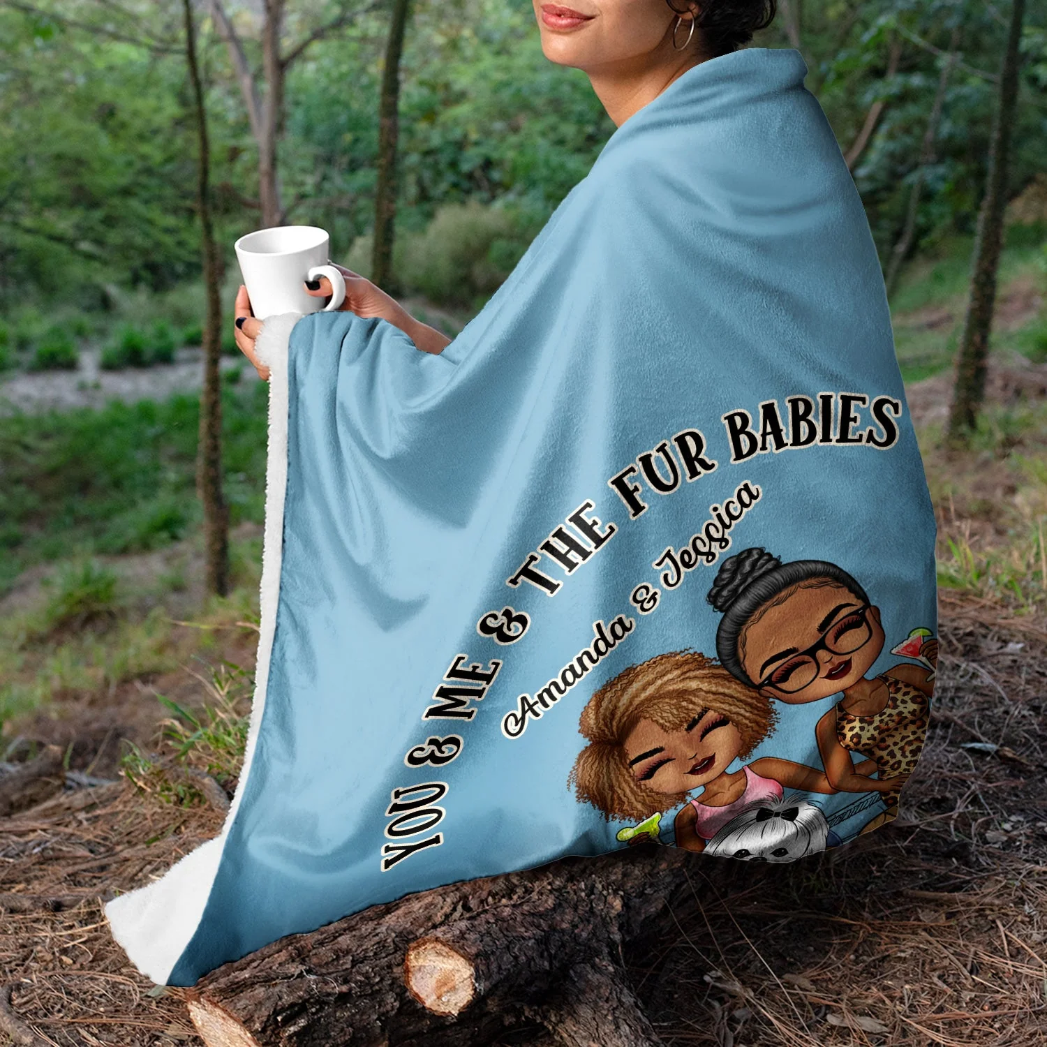 You & Me And The Fur Babies Couples Cats Dogs - Anniversary, Birthday Gift For Spouse, Husband, Wife, Boyfriend, Girlfriend - Personalized Custom Fleece Blanket - Image 3