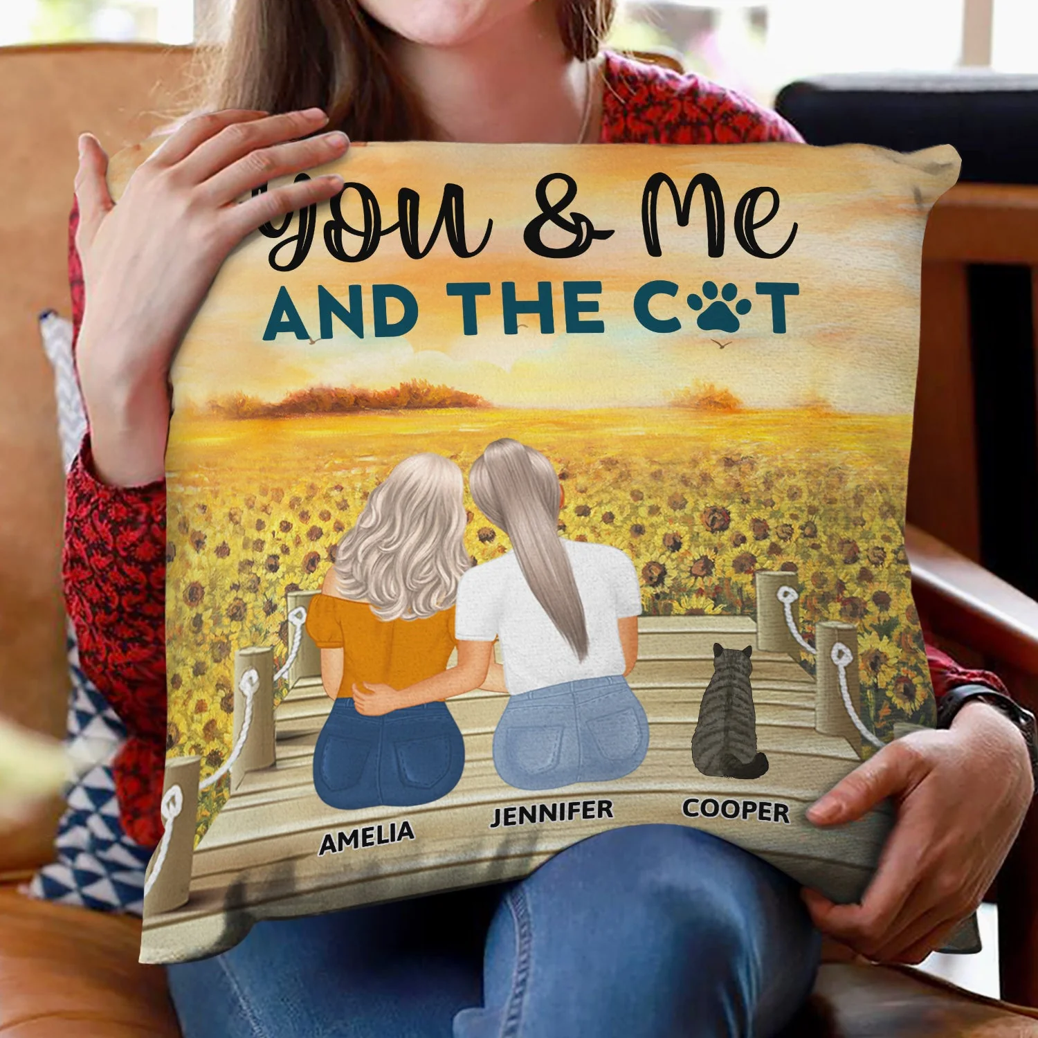 You & Me And The Fur Babies - Gift For Couples, Dog Lovers, Cat Lovers, Dog Mom, Dog Dad - Personalized Pillow - Image 2