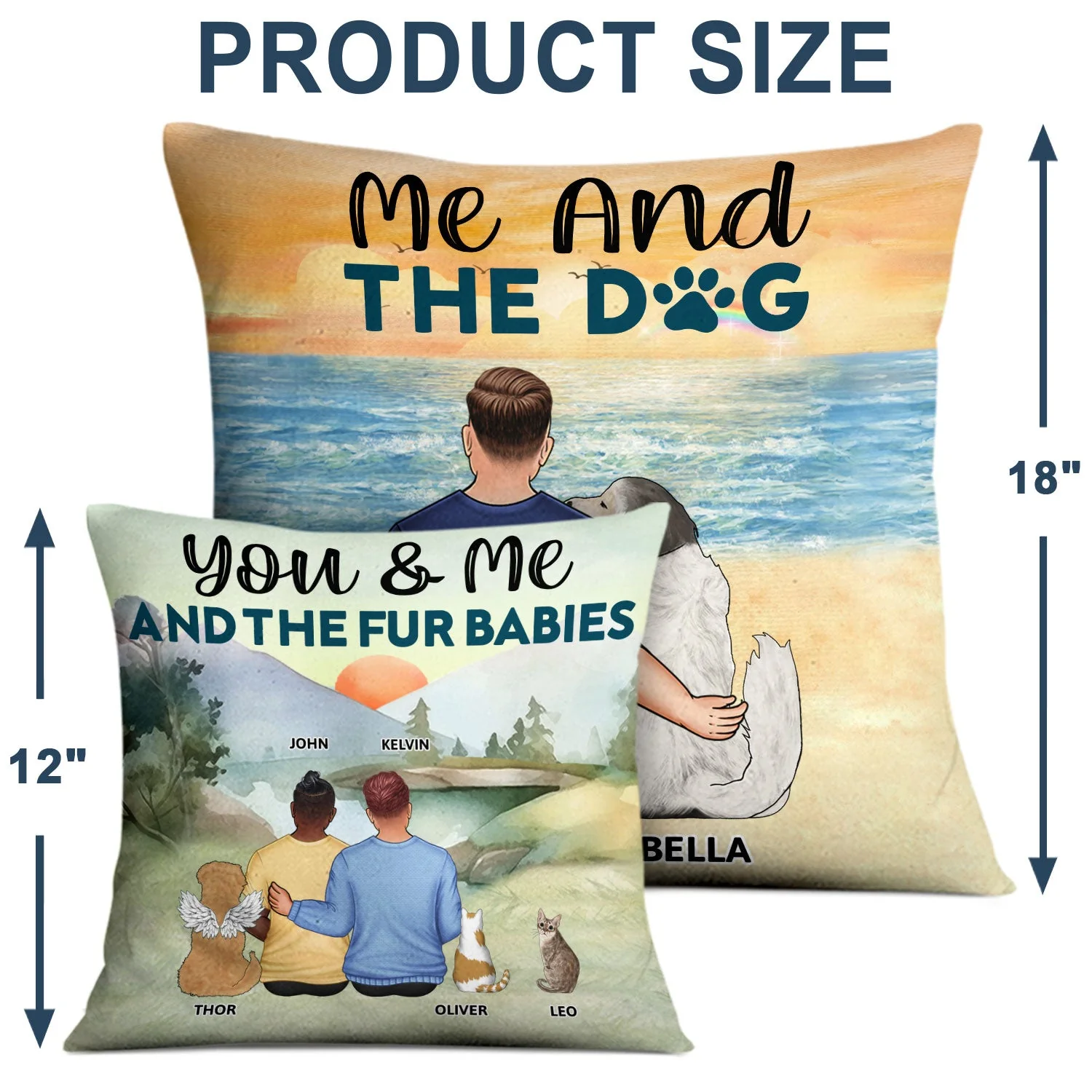 You & Me And The Fur Babies - Gift For Couples, Dog Lovers, Cat Lovers, Dog Mom, Dog Dad - Personalized Pillow - Image 4