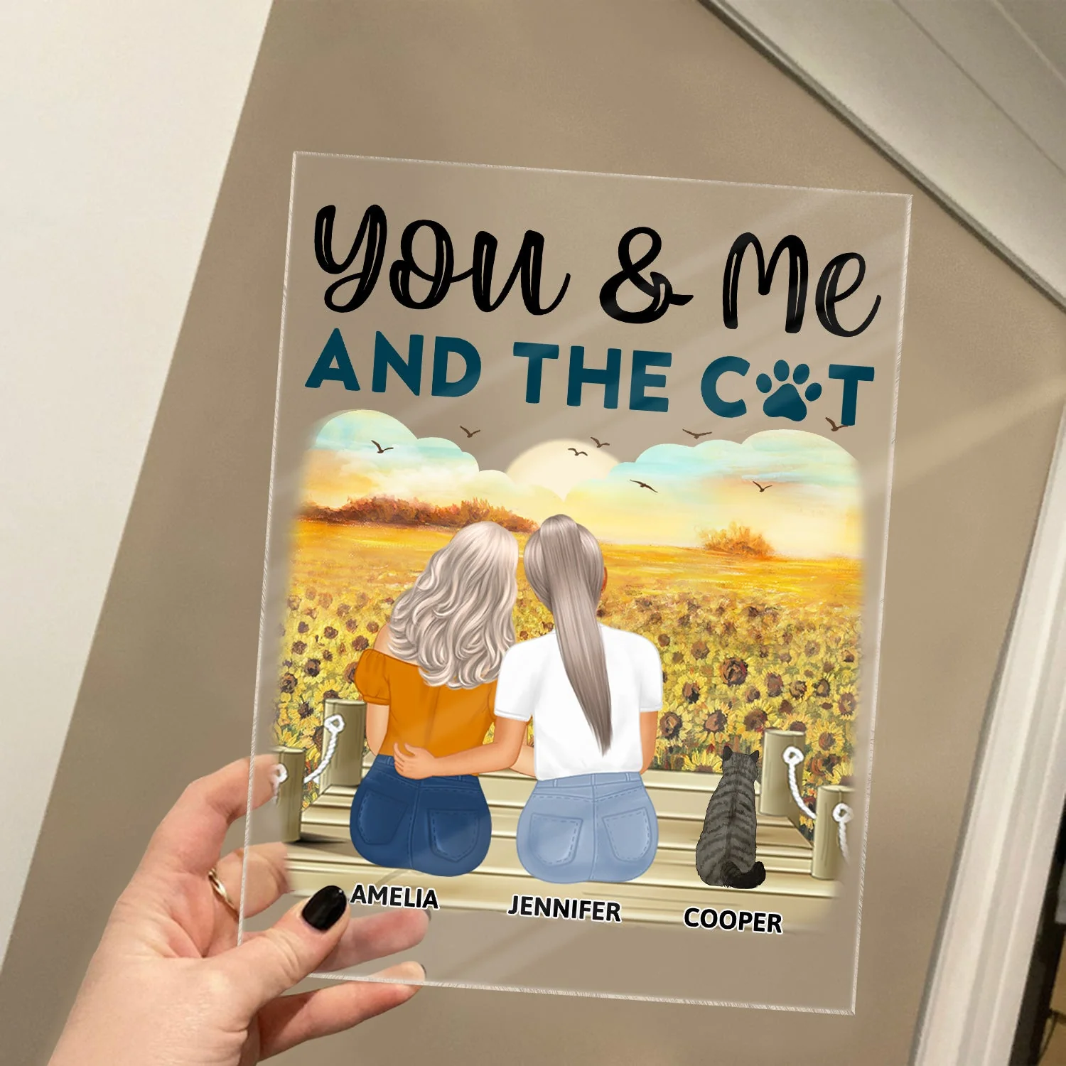 You & Me And The Fur Babies - Gift For Couples, Dog Lovers, Cat Lovers, Dog Mom, Dog Dad - Personalized Vertical Rectangle Acrylic Plaque - Image 4
