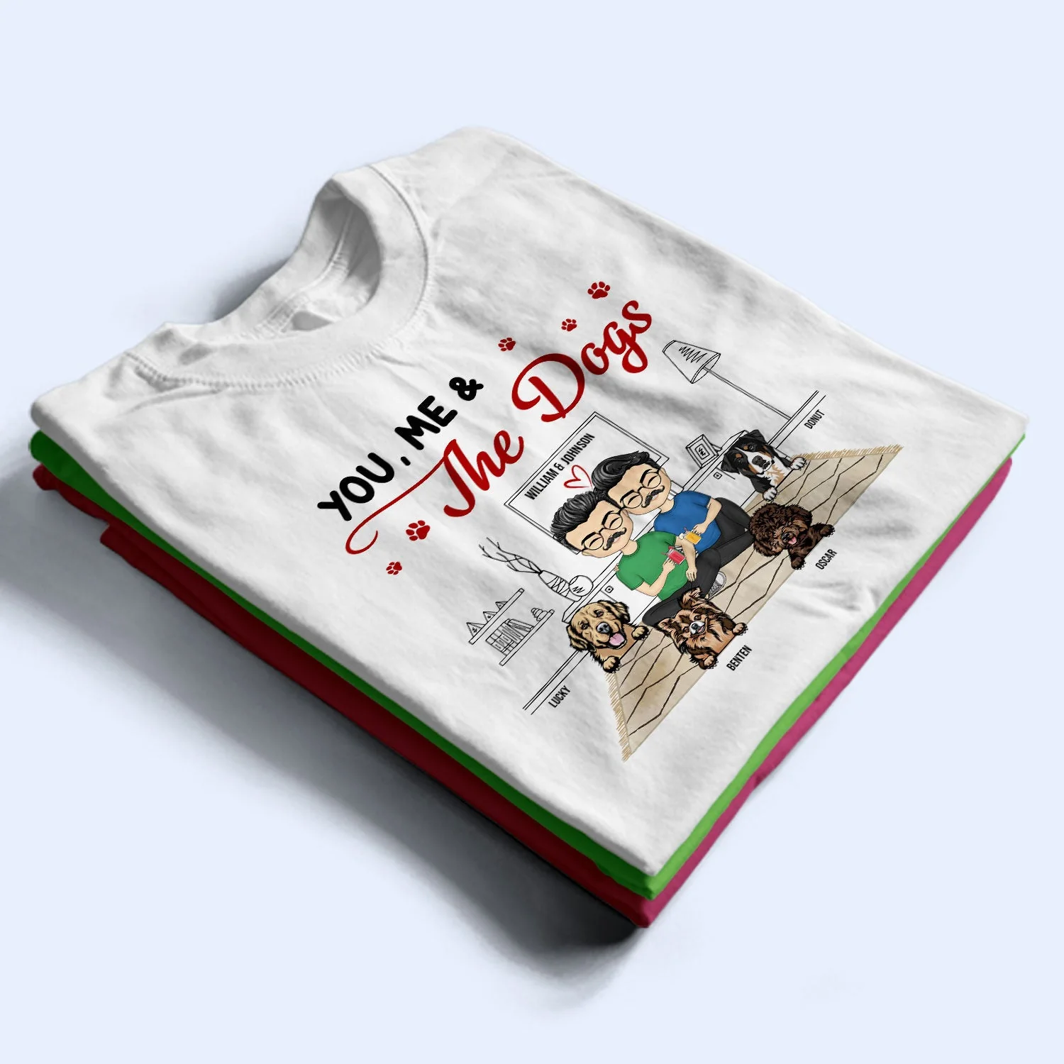 You Me & The Fur Babies With Dog Cat Pet - Couple Gift - Personalized Custom T Shirt - Image 2