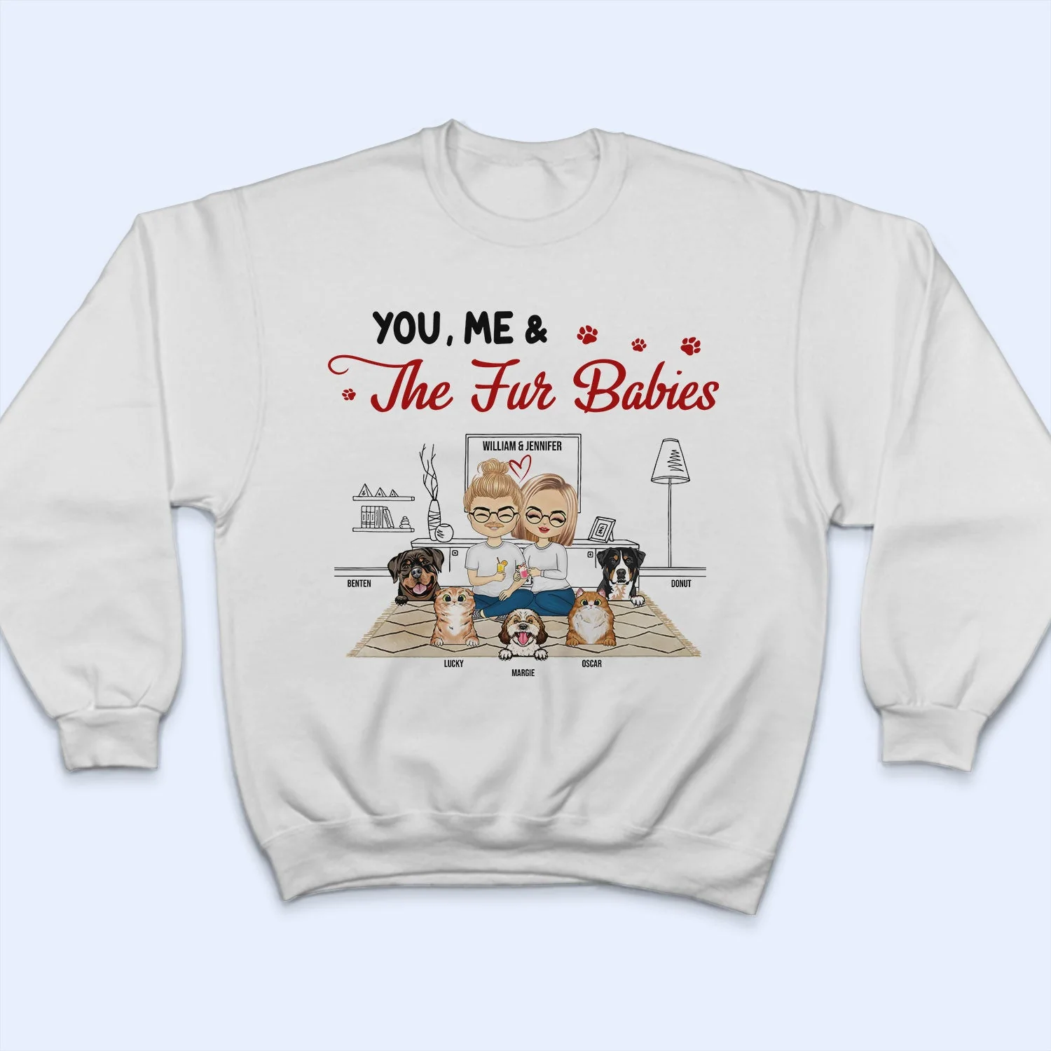 You Me & The Fur Babies With Dog Cat Pet - Couple Gift - Personalized Custom T Shirt - Image 5