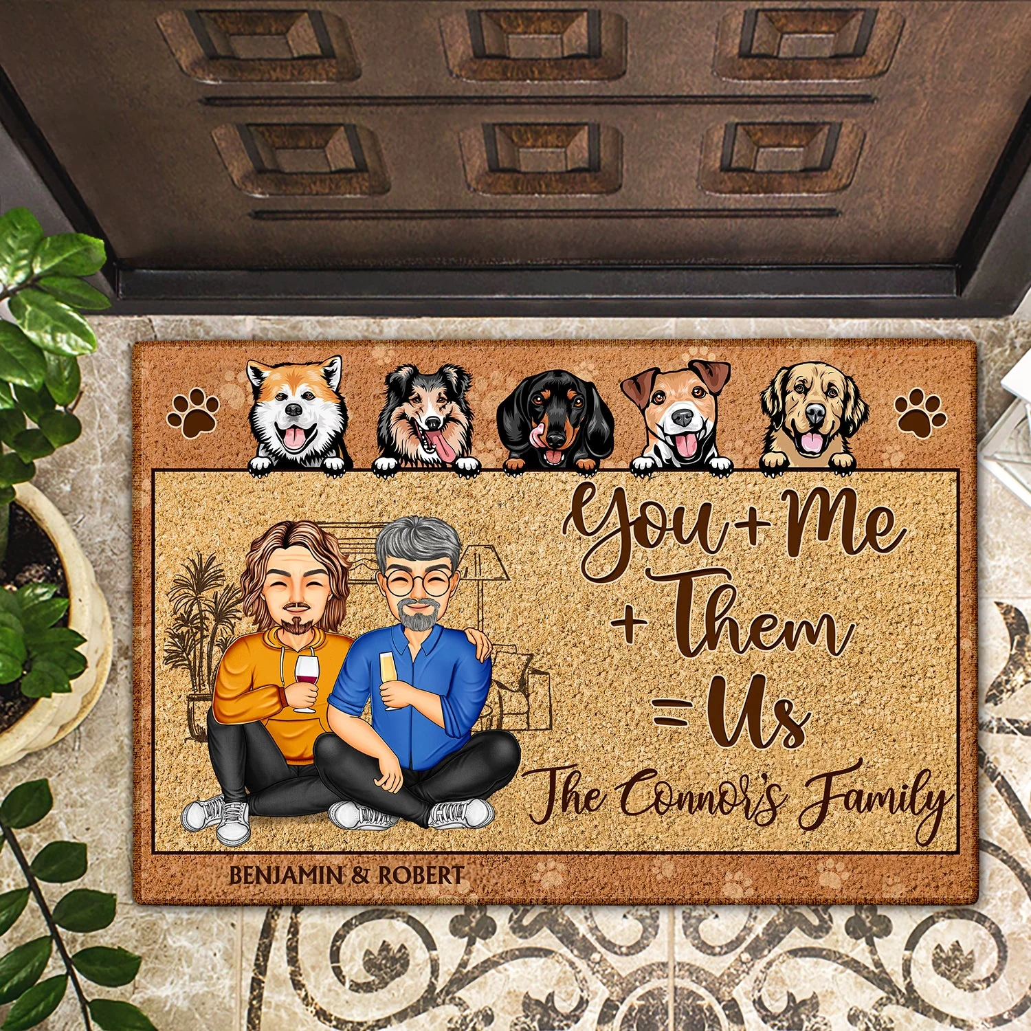 You Me Them Us Pet Family - Anniversary, Birthday, Home Decor Gift For Husband, Wife, Family, Couple, Dog, Cat Lovers - Personalized Custom Doormat - Image 2