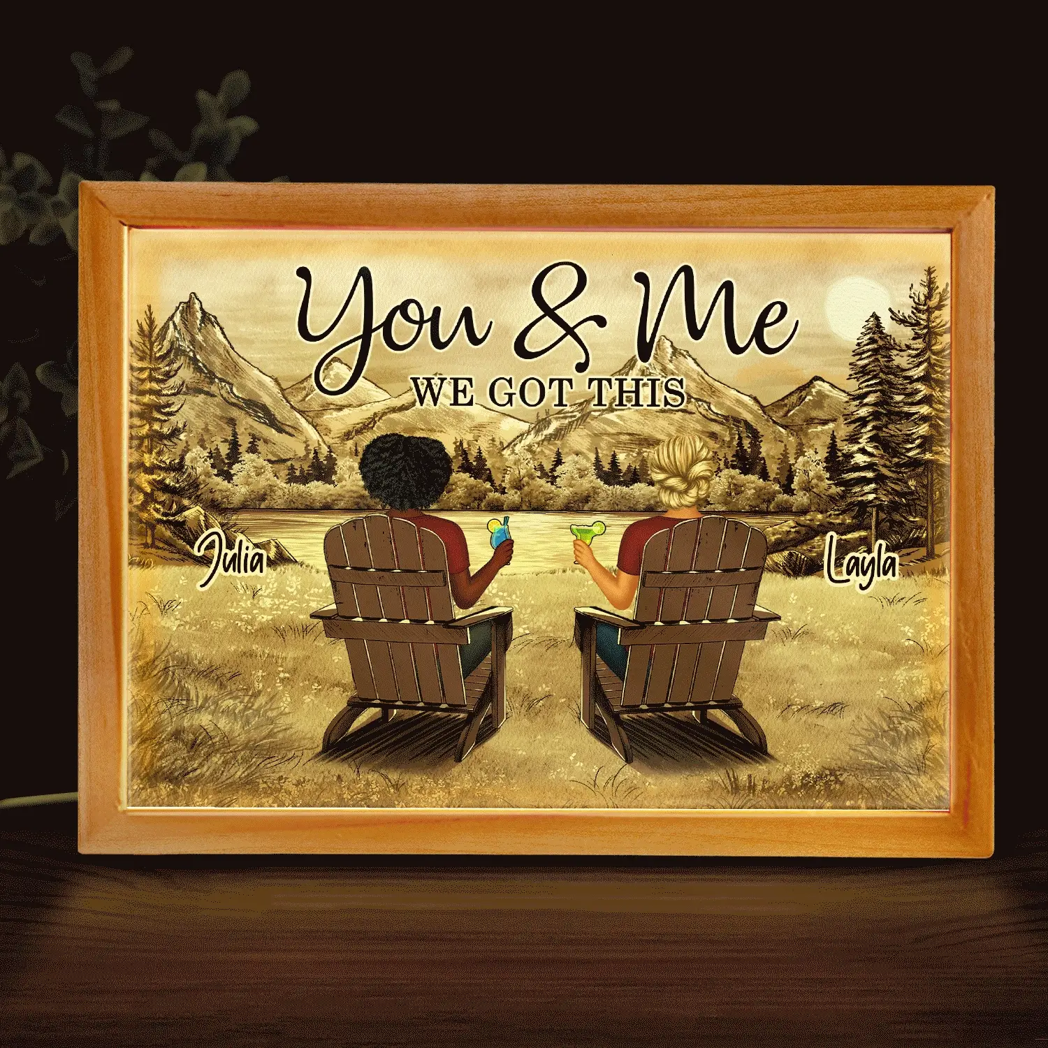 You & Me We Got This - Anniversary Gift For Spouse, Lover, Couple - Personalized Picture Frame Light Box - Image 2