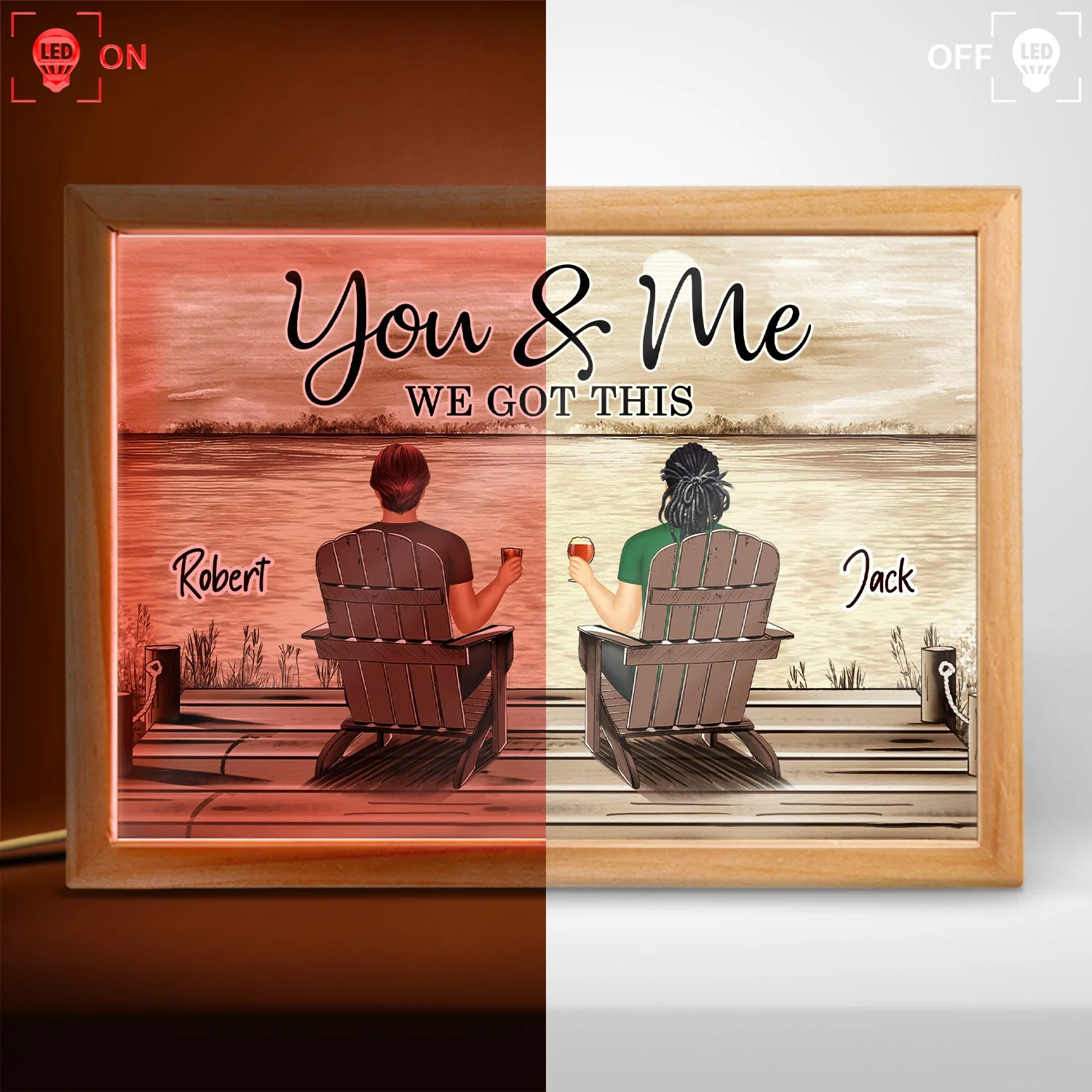 You & Me We Got This - Anniversary Gift For Spouse, Lover, Couple - Personalized Picture Frame Light Box - Image 3