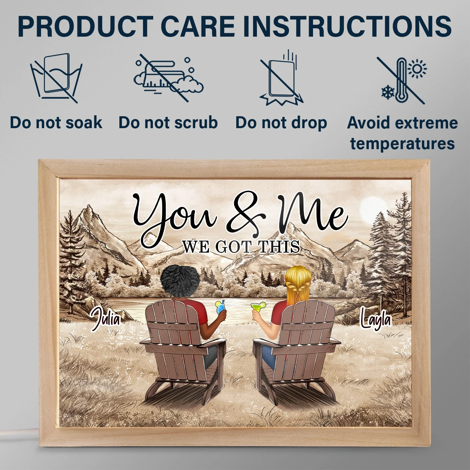 You & Me We Got This - Anniversary Gift For Spouse, Lover, Couple - Personalized Picture Frame Light Box - Image 6