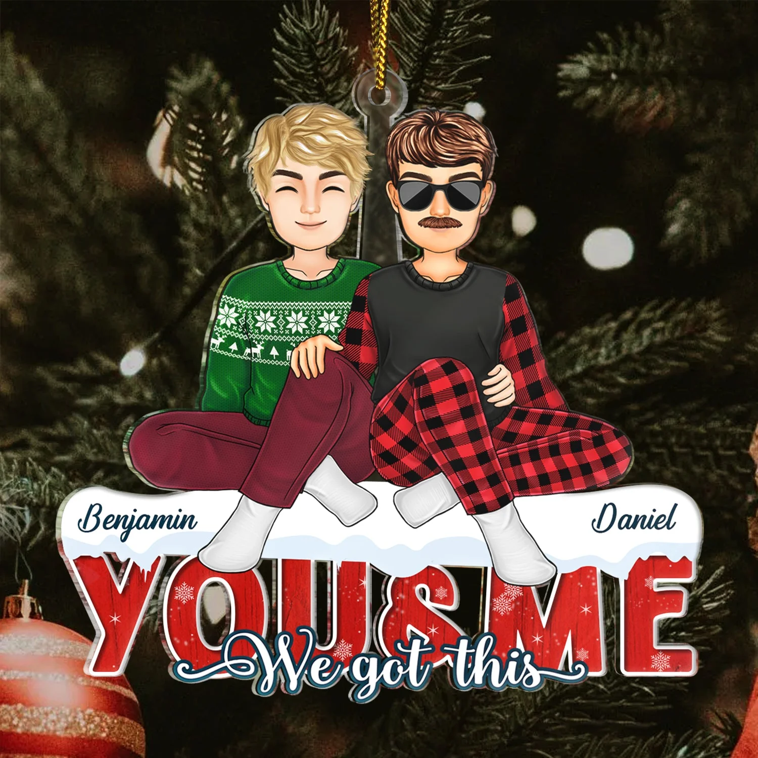 You & Me We Got This - Christmas Gifts For Couples, Husband, Wife - Personalized Cutout Acrylic Ornament - Image 3