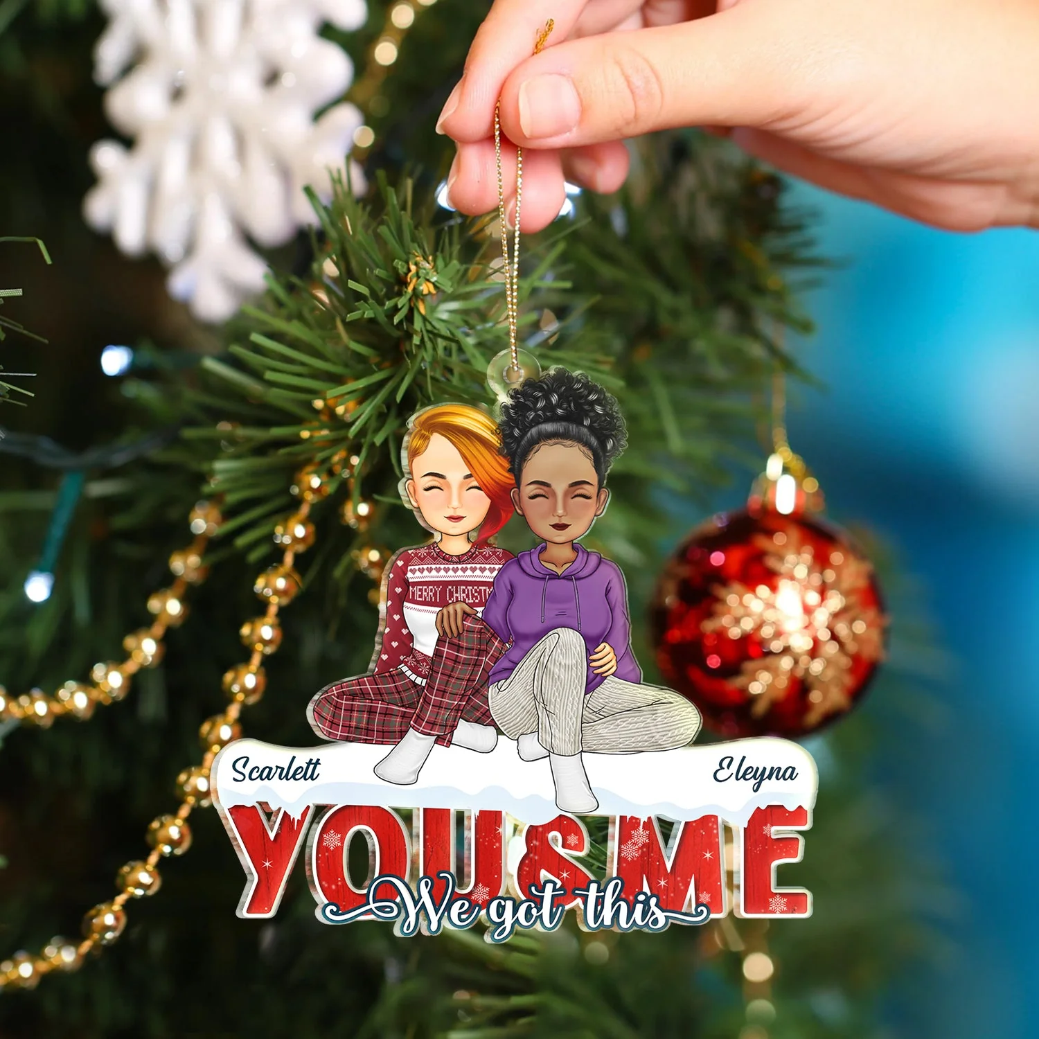 You & Me We Got This - Christmas Gifts For Couples, Husband, Wife - Personalized Cutout Acrylic Ornament - Image 4