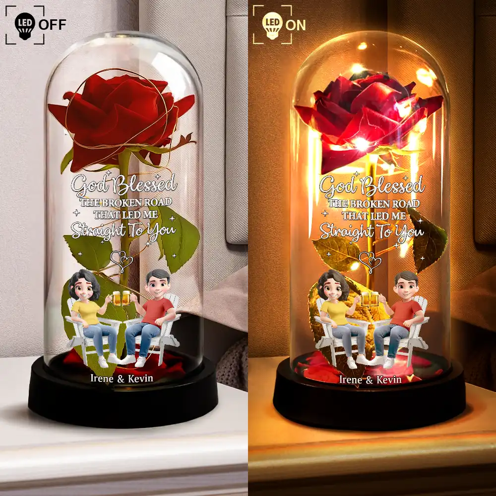 You & Me We Got This Holding Hands Couple - Personalized Everlasting Rose Dome Lamp - Image 4