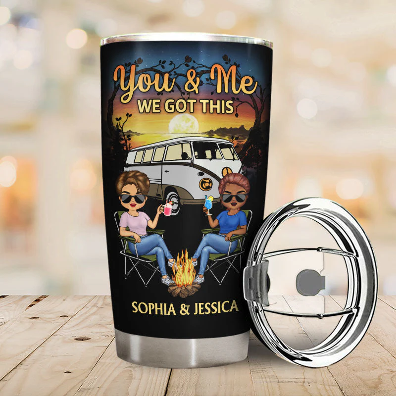 You & Me We Got This Husband And Wife Camping Partners For Life - Gift For Couples - Personalized Custom Tumbler - Image 2