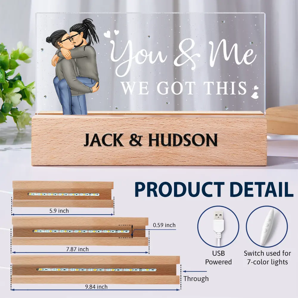 You & Me We Got This Kissing Couple - Personalized Rectangle LED Light - Image 6