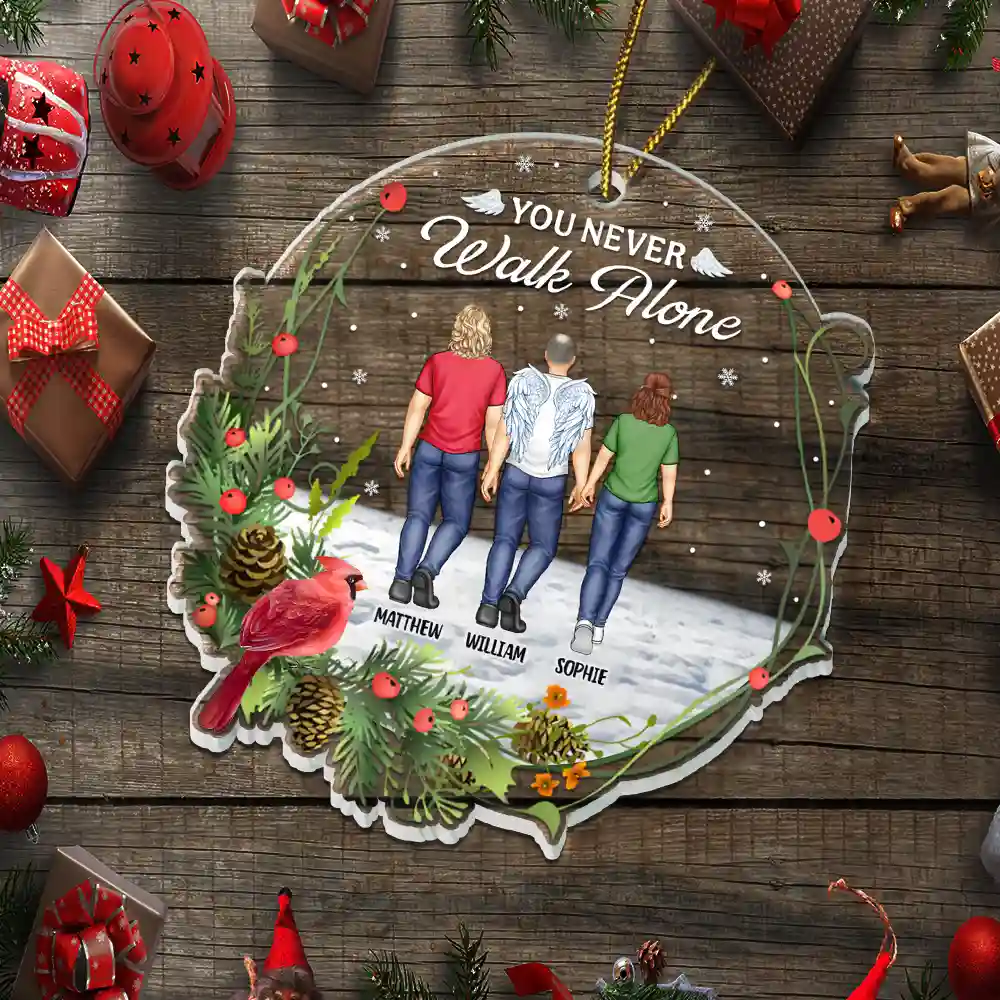 You Never Walk Alone Family Memorial - Personalized Custom Shaped Acrylic Ornament - Image 5