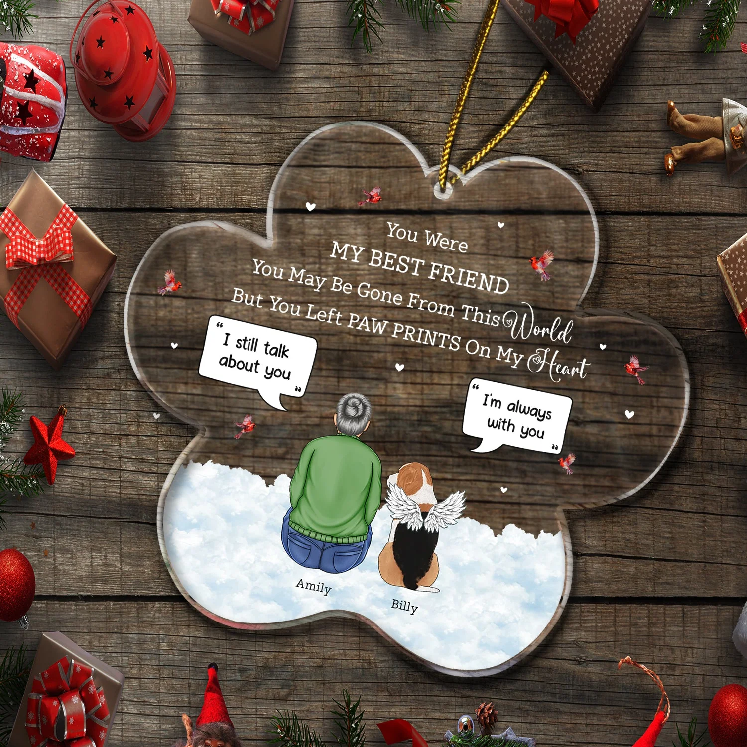 You Were My Favorite Hello And Hardest Goodbye - Christmas Memorial Gift - Personalized Custom Shaped Acrylic Ornament - Image 5