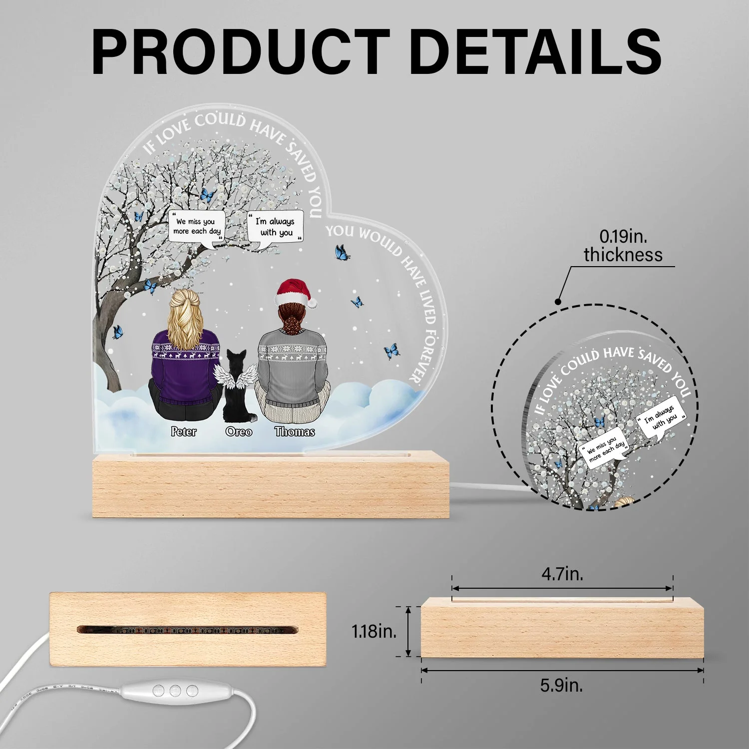 You Were My Favorite Hello And Hardest Goodbye - Memorial Gift For Pet Lovers - Personalized 3D Led Light Wooden Base - Image 5