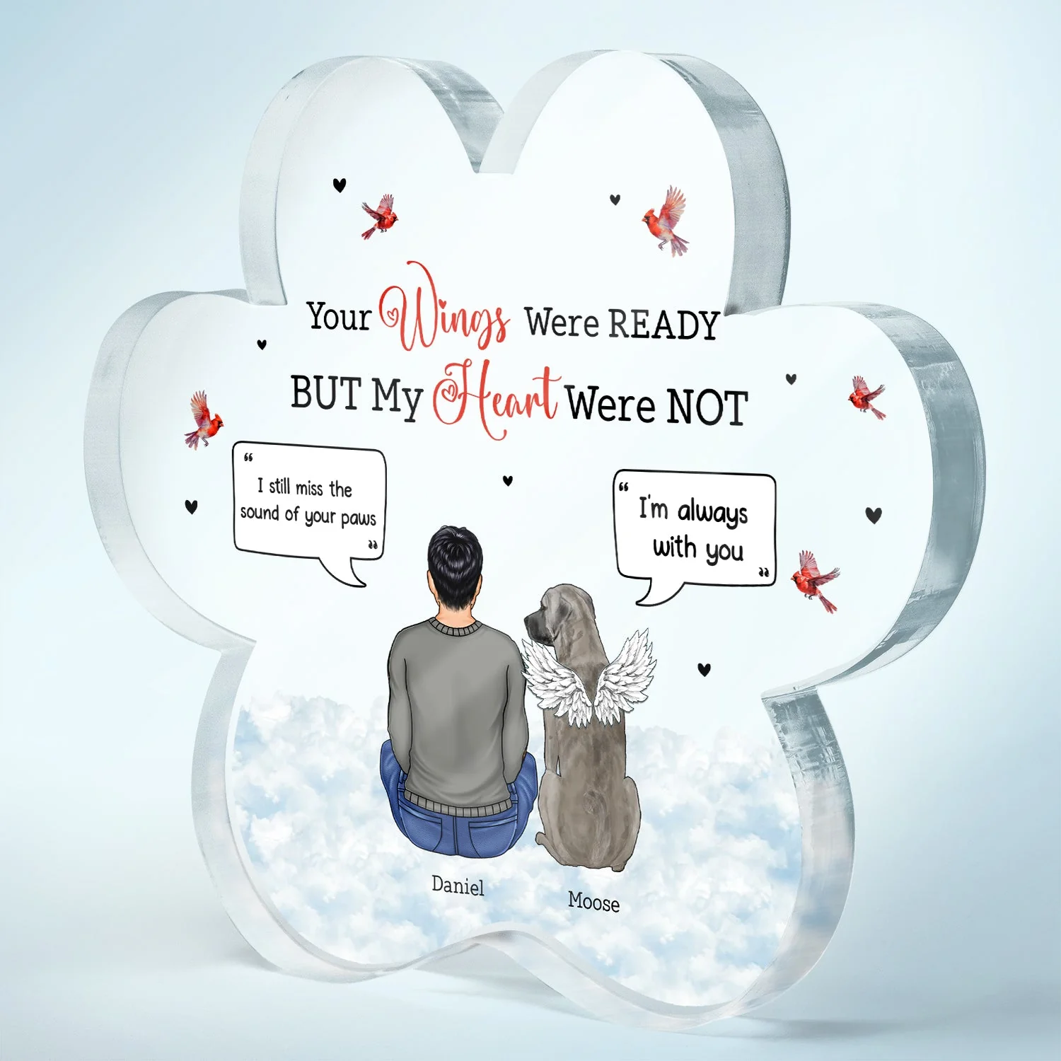 You Were My Favorite Hello And Hardest Goodbye - Memorial Gift - Personalized Paw Shaped Acrylic Plaque - Image 2