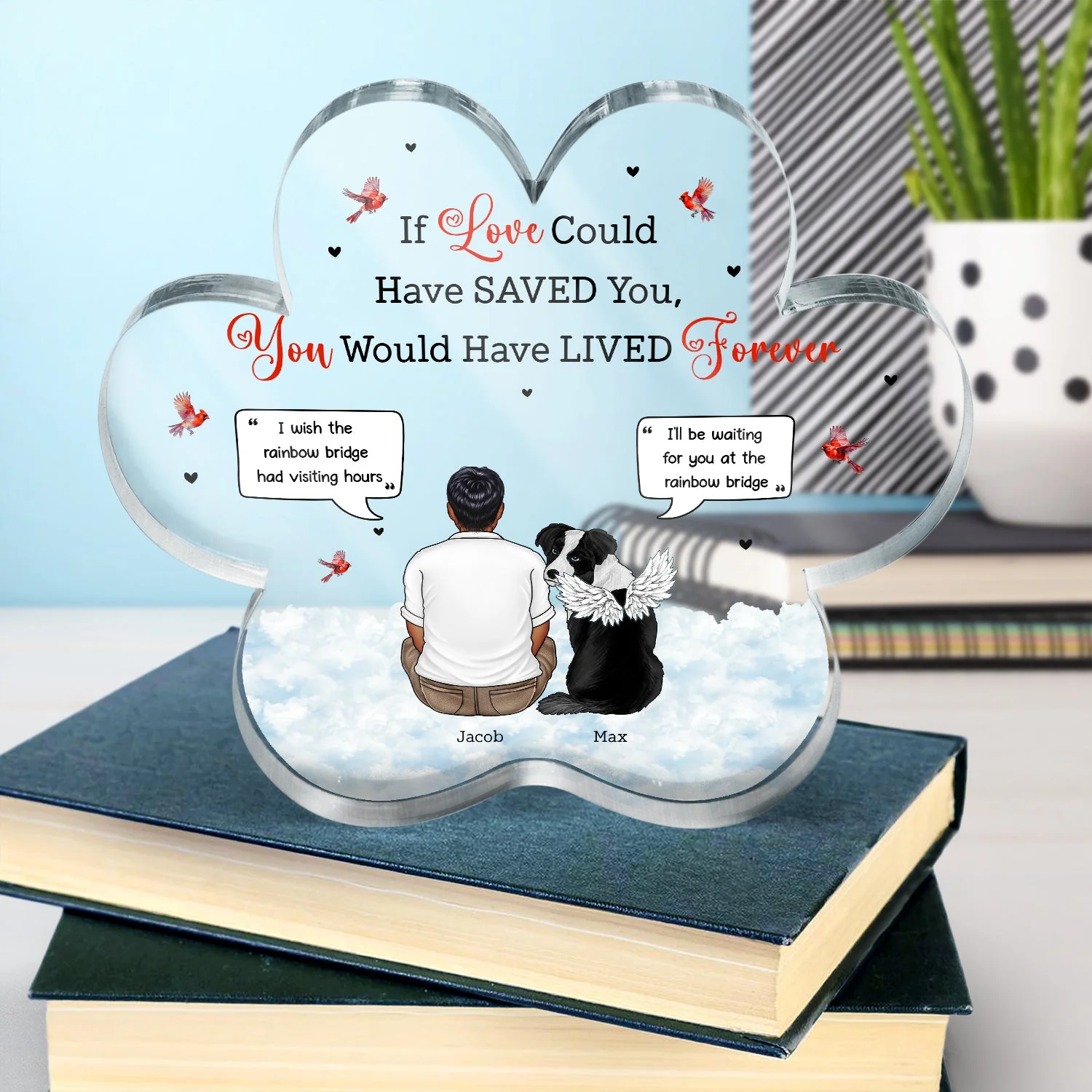You Were My Favorite Hello And Hardest Goodbye - Memorial Gift - Personalized Paw Shaped Acrylic Plaque - Image 4