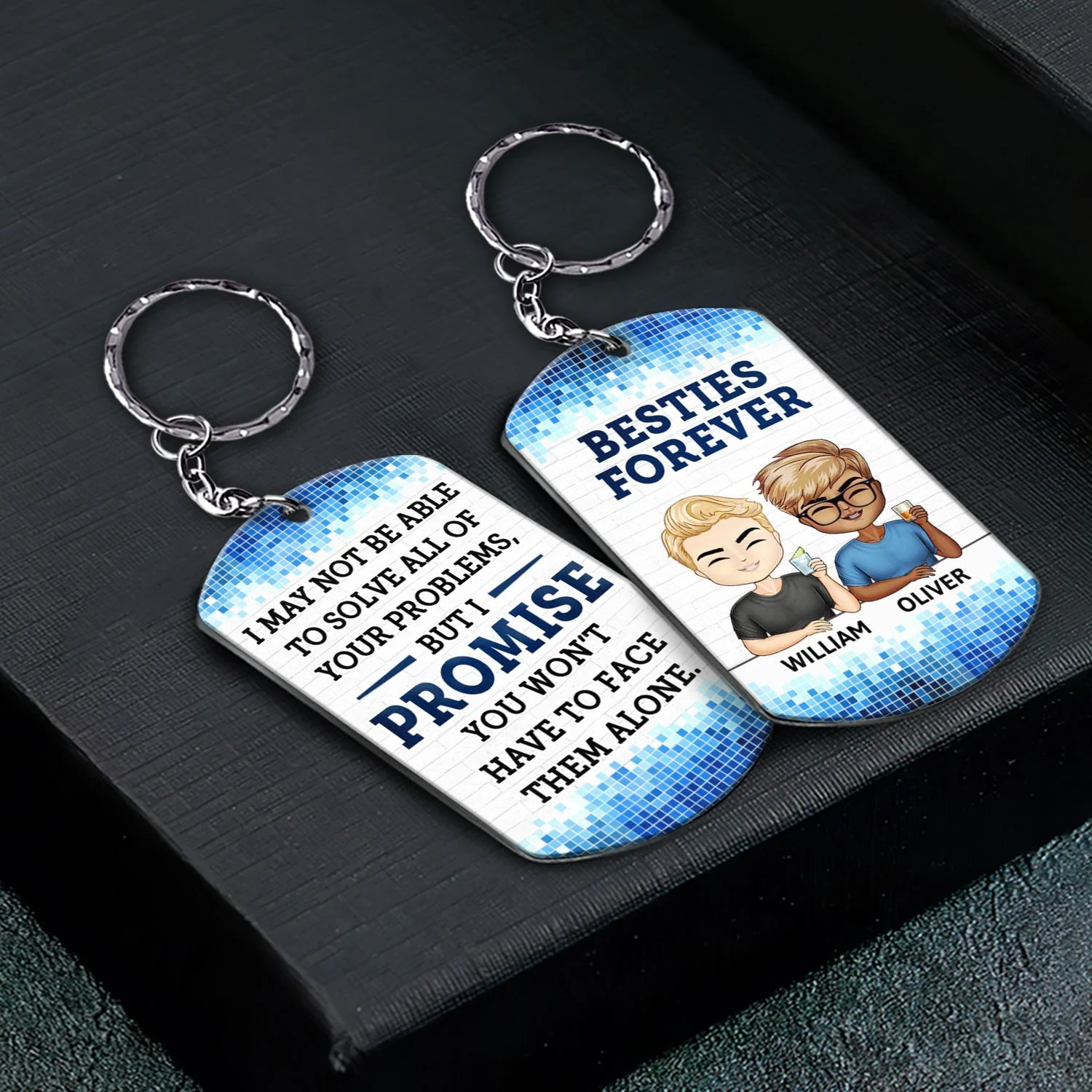 You Won't Have To Face Them Alone - Funny, Anniversary, Birthday Gifts For Besties, Colleagues, Siblings - Personalized Aluminum Keychain - Image 2