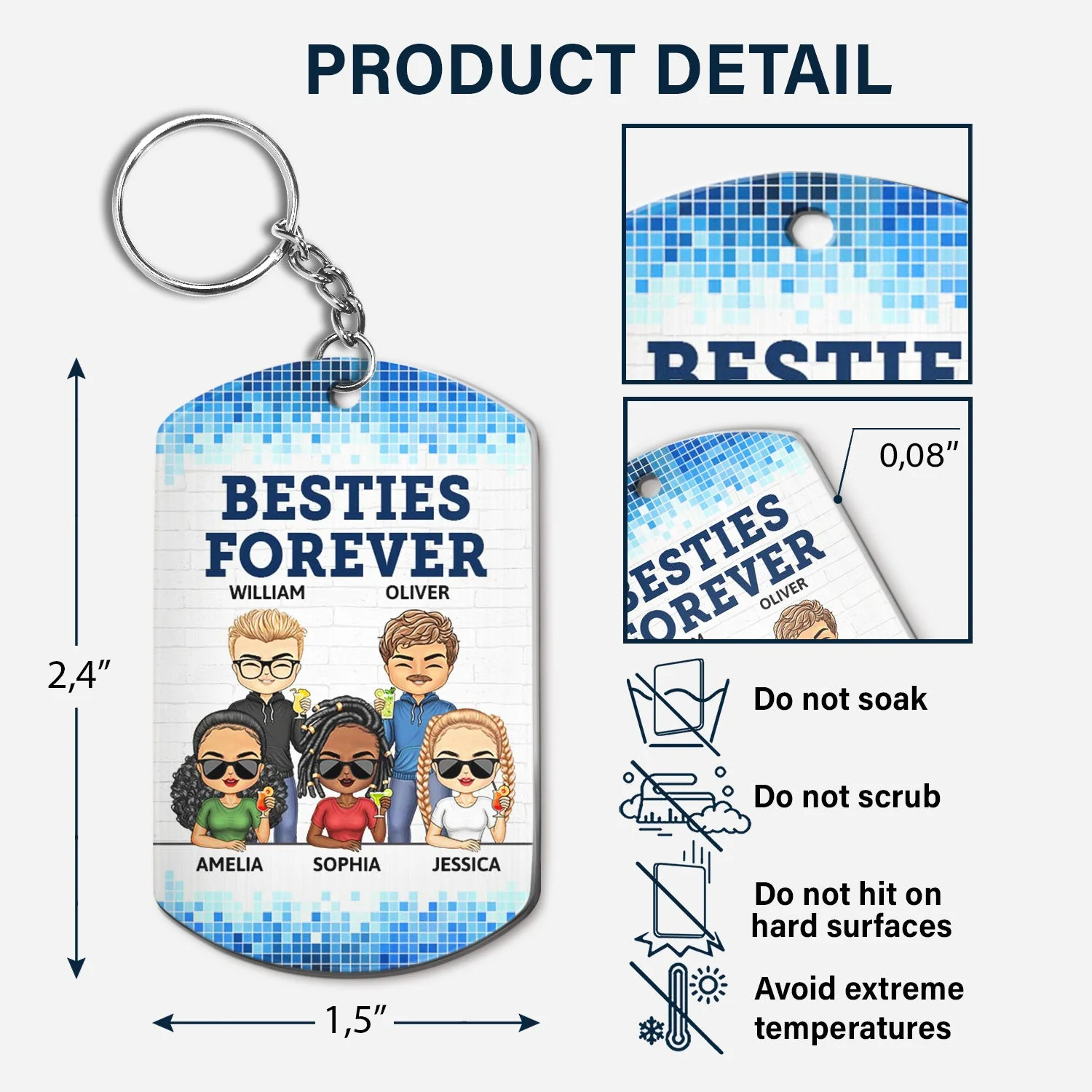 You Won't Have To Face Them Alone - Funny, Anniversary, Birthday Gifts For Besties, Colleagues, Siblings - Personalized Aluminum Keychain - Image 5