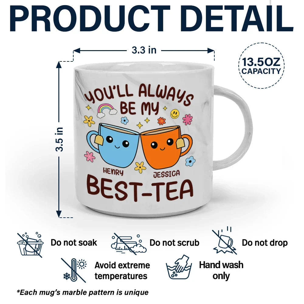 You'll Always Be My Best-Tea Friends - Personalized Marble Mug - Image 5