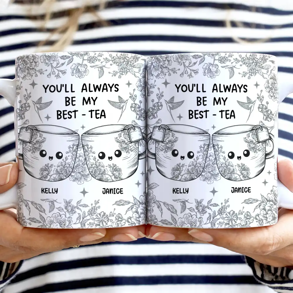 You'll Always Be My Best-Tea Toile - Personalized White Edge-to-Edge Mug - Image 2