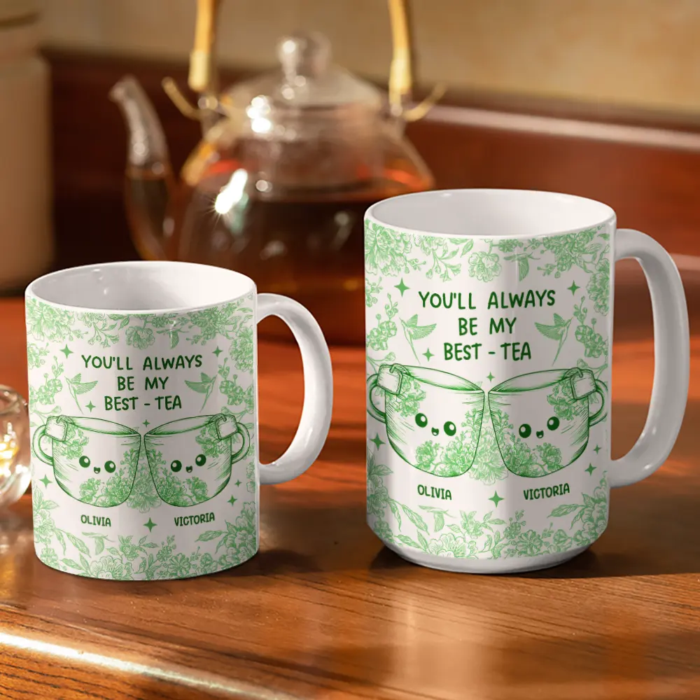 You'll Always Be My Best-Tea Toile - Personalized White Edge-to-Edge Mug - Image 3