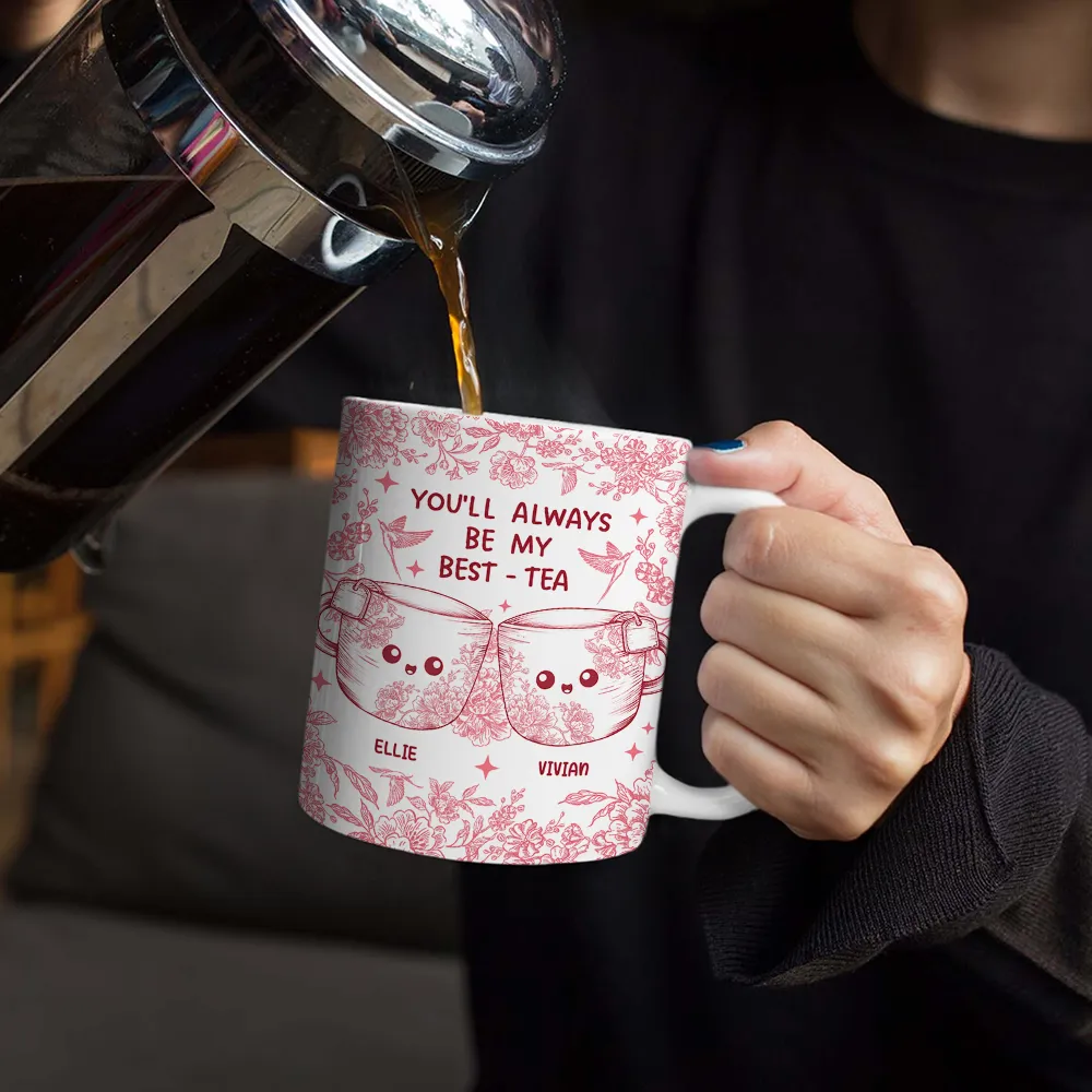 You'll Always Be My Best-Tea Toile - Personalized White Edge-to-Edge Mug - Image 4