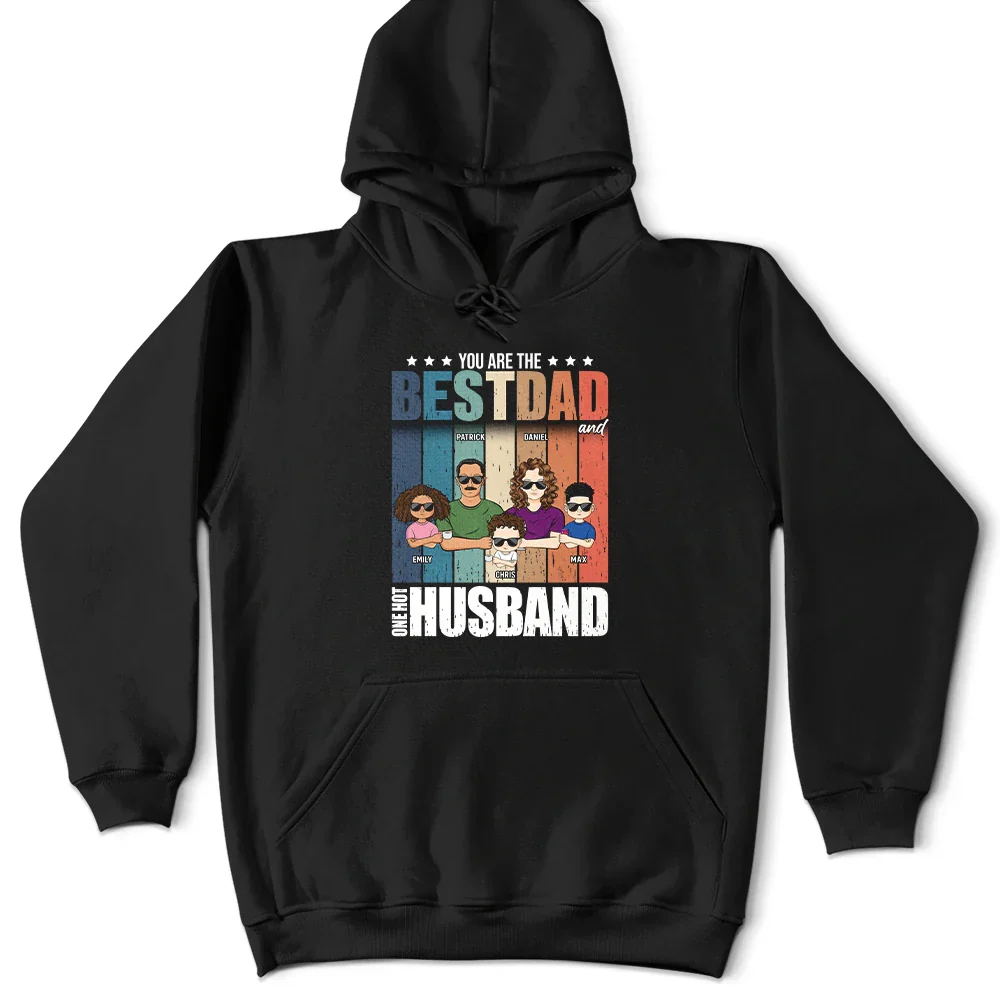 Young Best Dad Hot Husband - Personalized T Shirt - Image 4