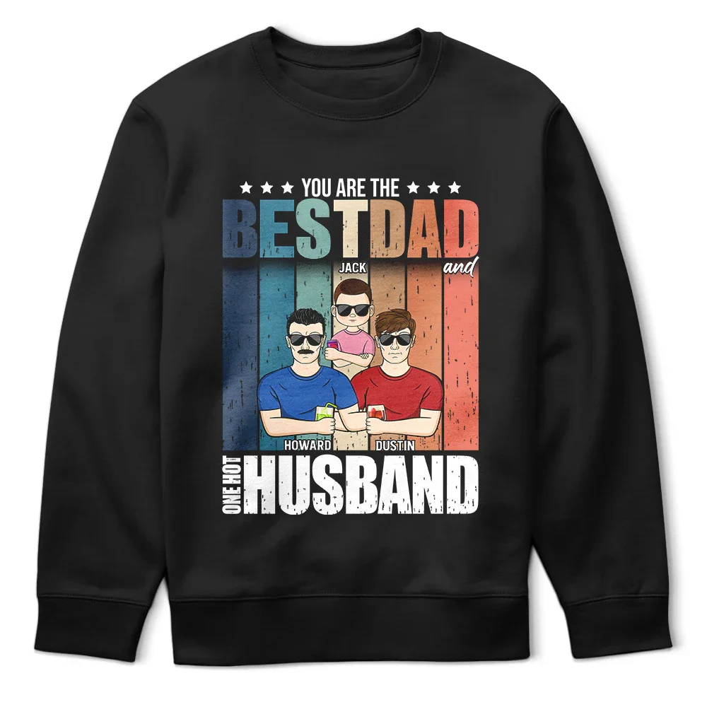 Young Best Dad Hot Husband - Personalized T Shirt - Image 5