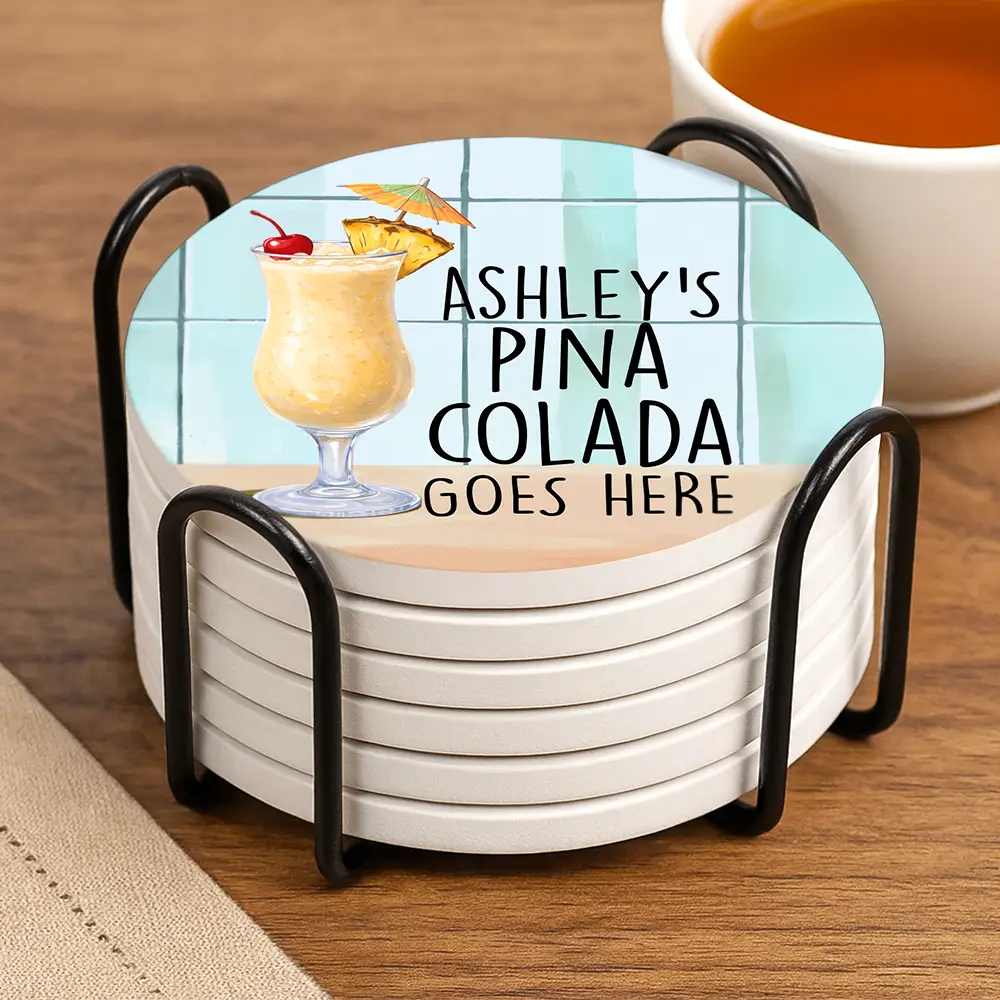 Your Drink Here Mother Daughter Sister - Personalized Ceramic Coaster - Image 3