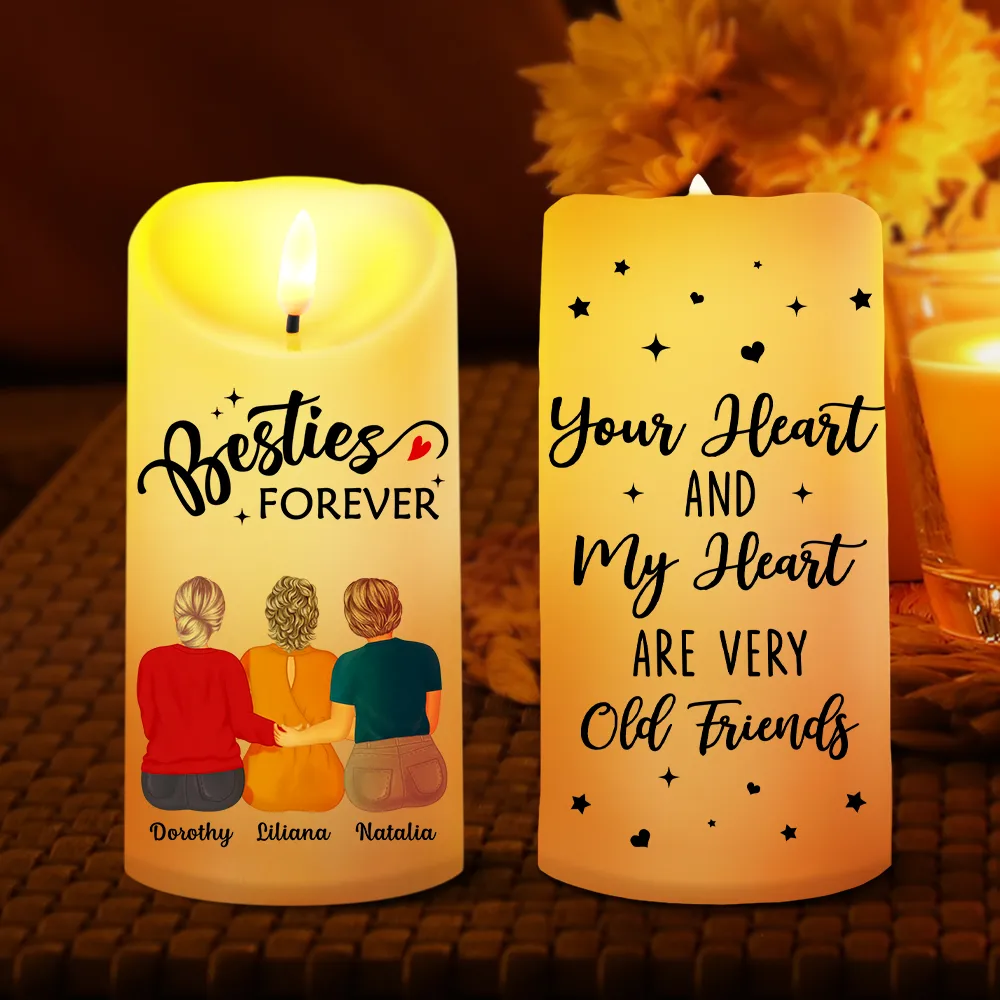 Your Heart And My Heart Are Very Old Friends Friendship - Personalized Flameless LED Candle - Image 2