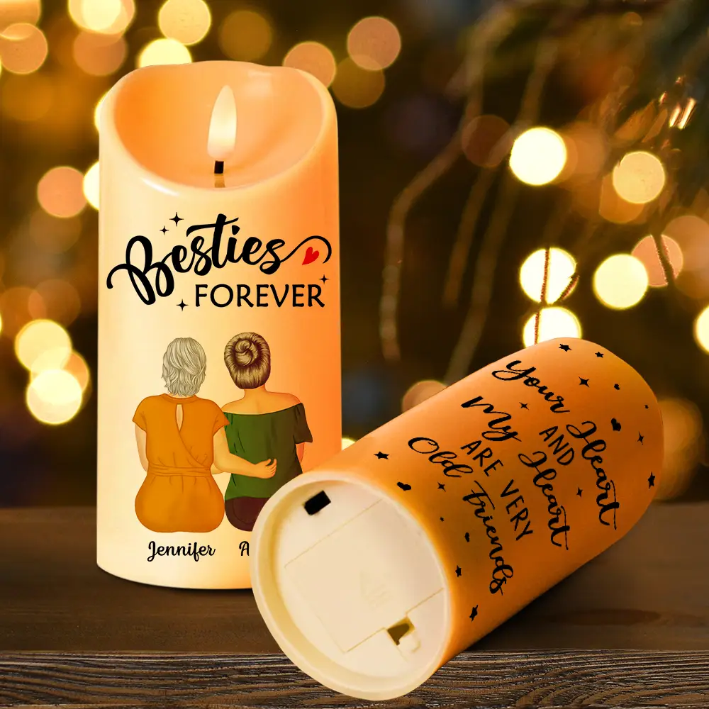 Your Heart And My Heart Are Very Old Friends Friendship - Personalized Flameless LED Candle - Image 4